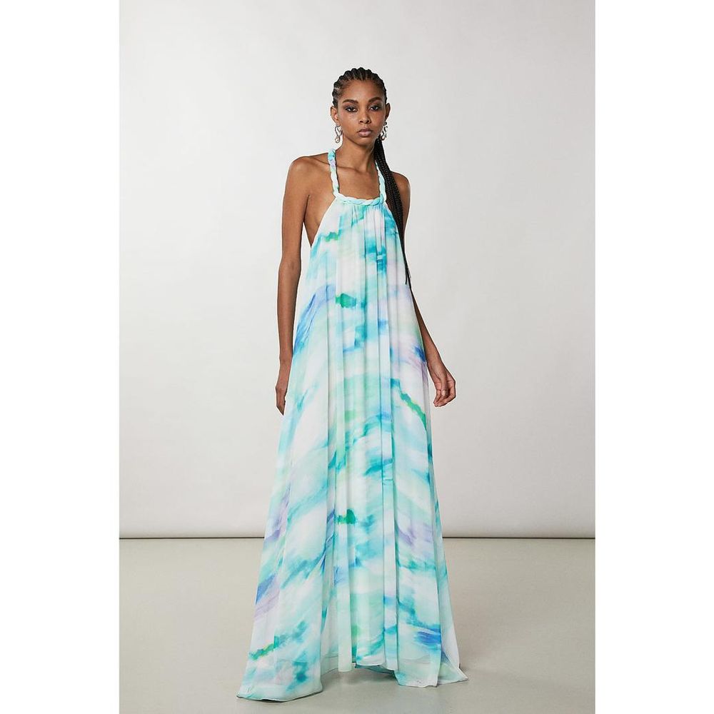 Turquoise Polyester Casual Dress