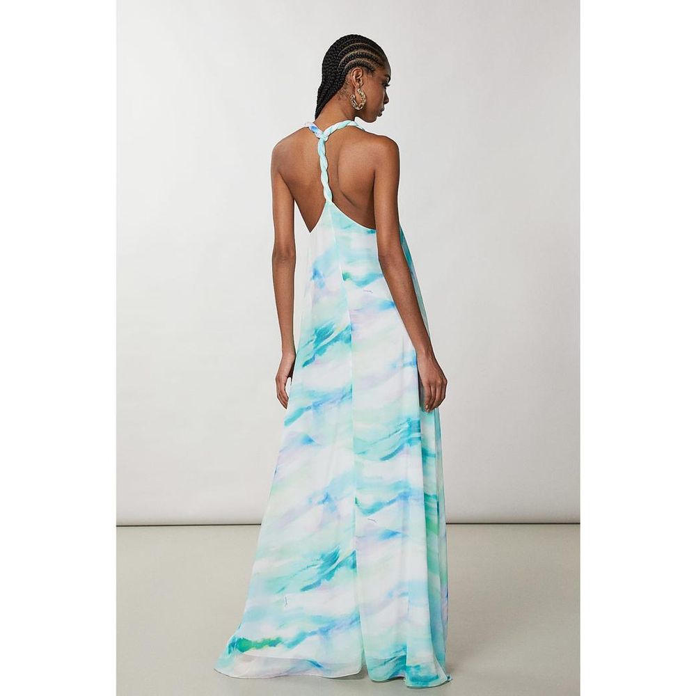 Turquoise Polyester Casual Dress - Thumbnail 3