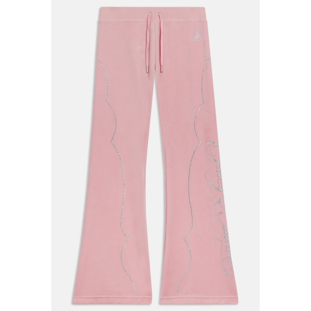 Pink Polyester Flared Pants