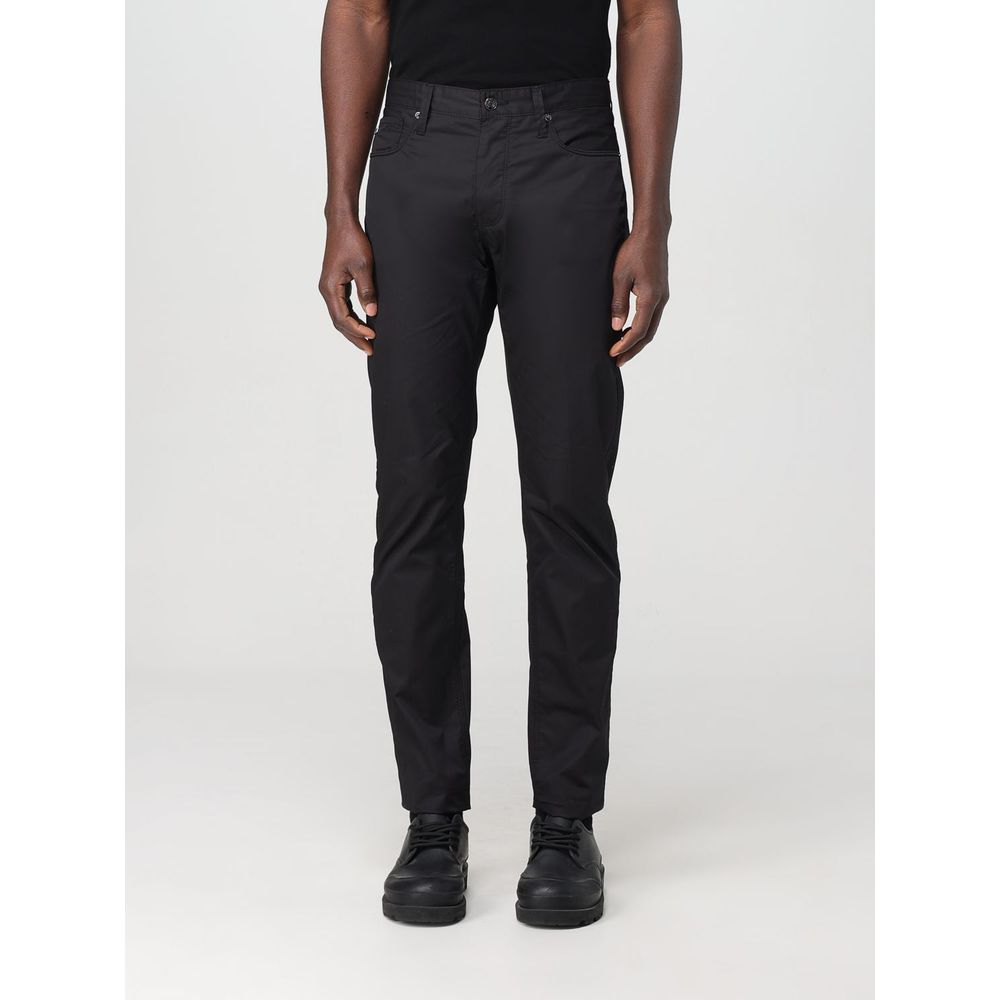Black Cotton Casual Pants