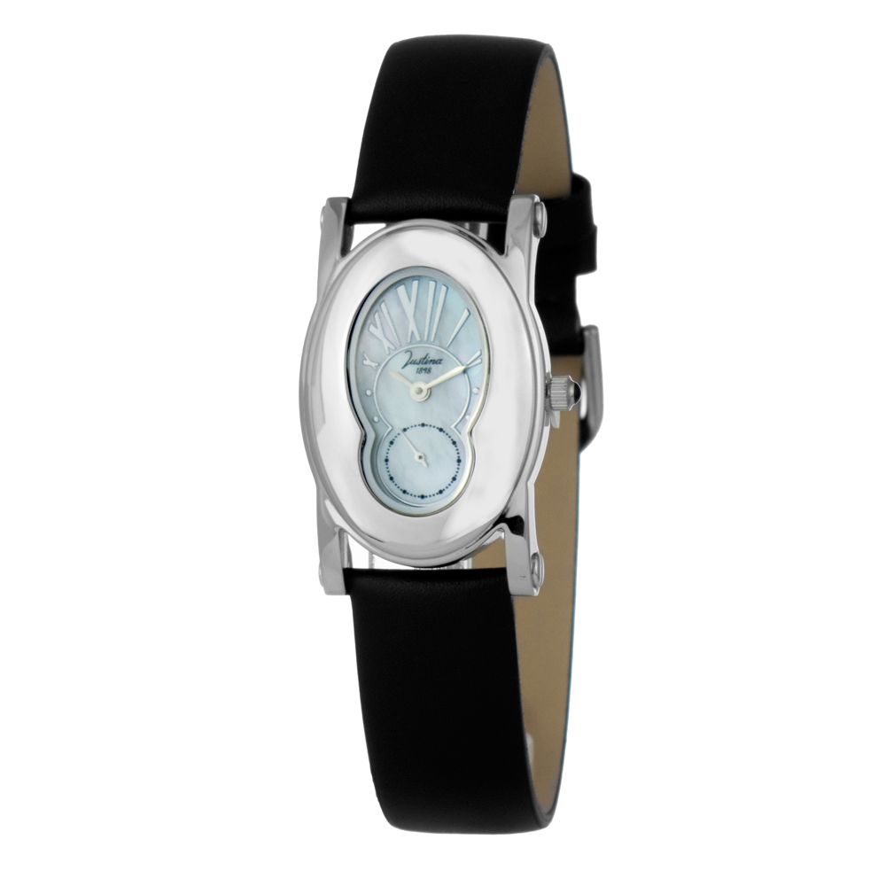 JUSTINA Black Leather Dress Women's Watch