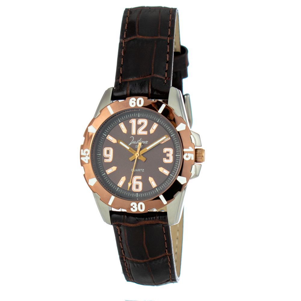 JUSTINA Brown Leather Dress Womens Watch 95$
