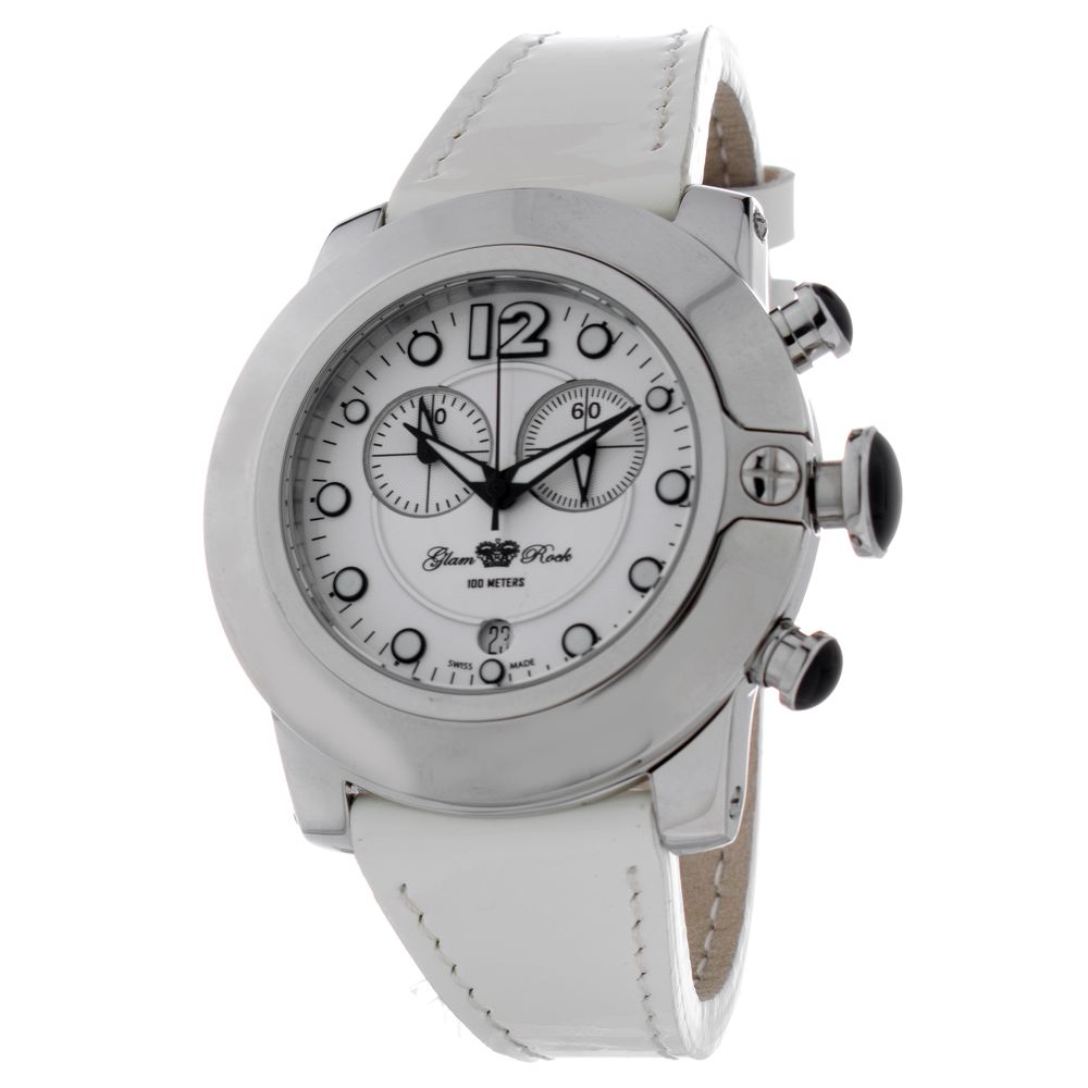 GLAM ROCK White Leather Dress Women's Watch