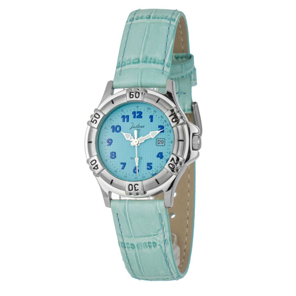 JUSTINA Blue Leather Dress Womens Watch 94$
