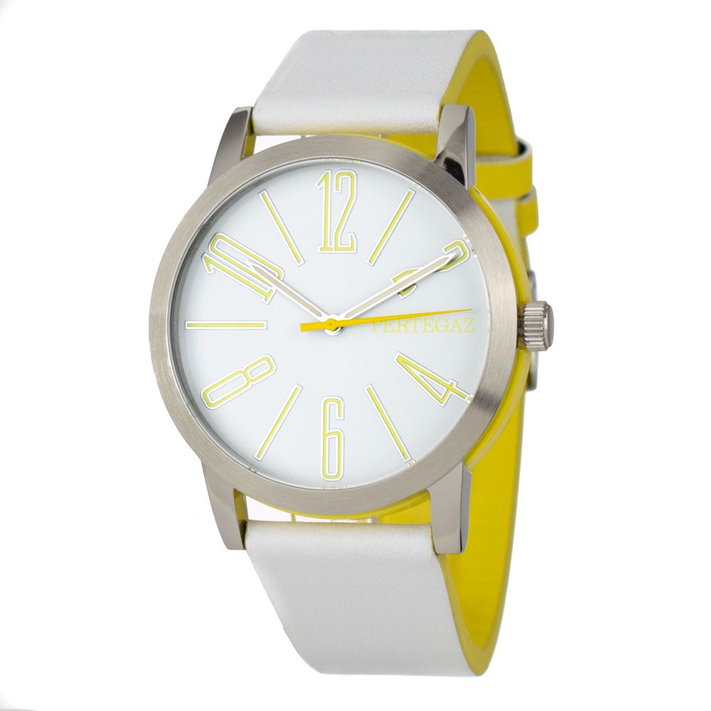 PERTEGAZ White Leather Dress Men's Watch