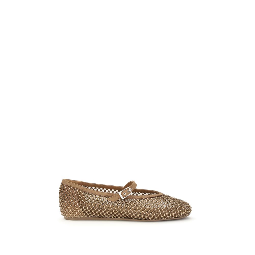 Brown Nylon Ballet Flats