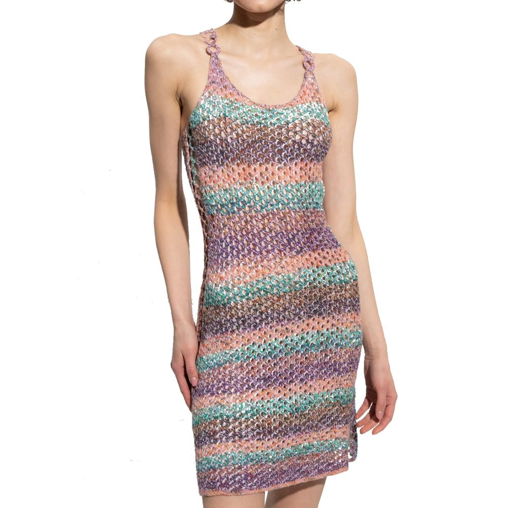 Multicolor Wool Casual Dress - Thumbnail 2