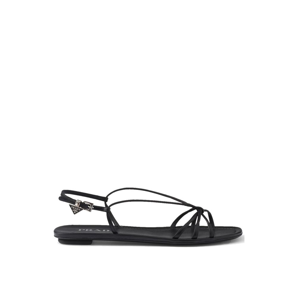 Black Calfskin Strap-On Sandals