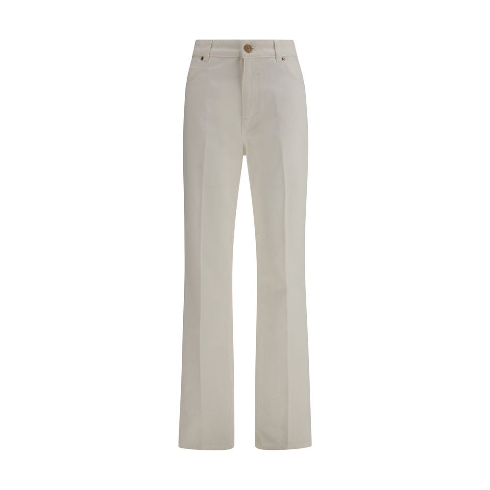White Cotton Straight-Leg Jeans