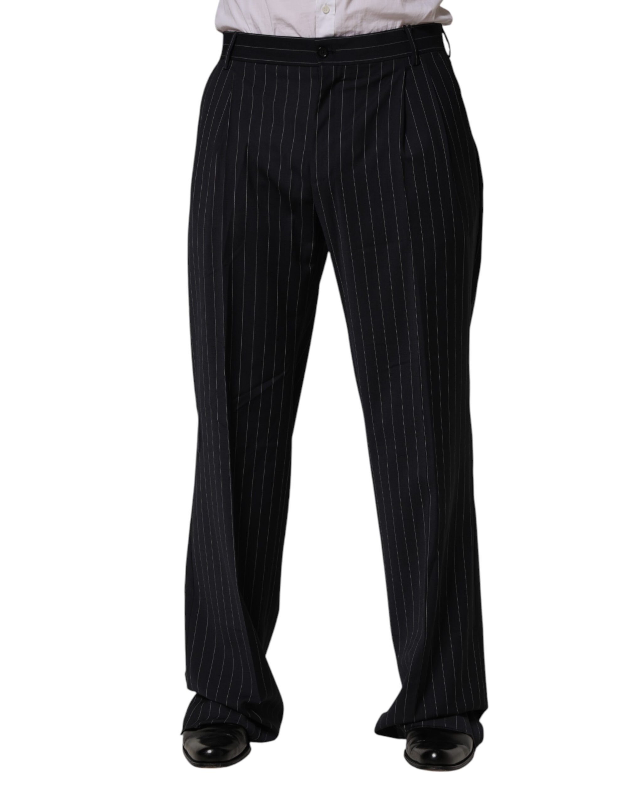 Black Stripe Straight Men Dress Trouser Pants