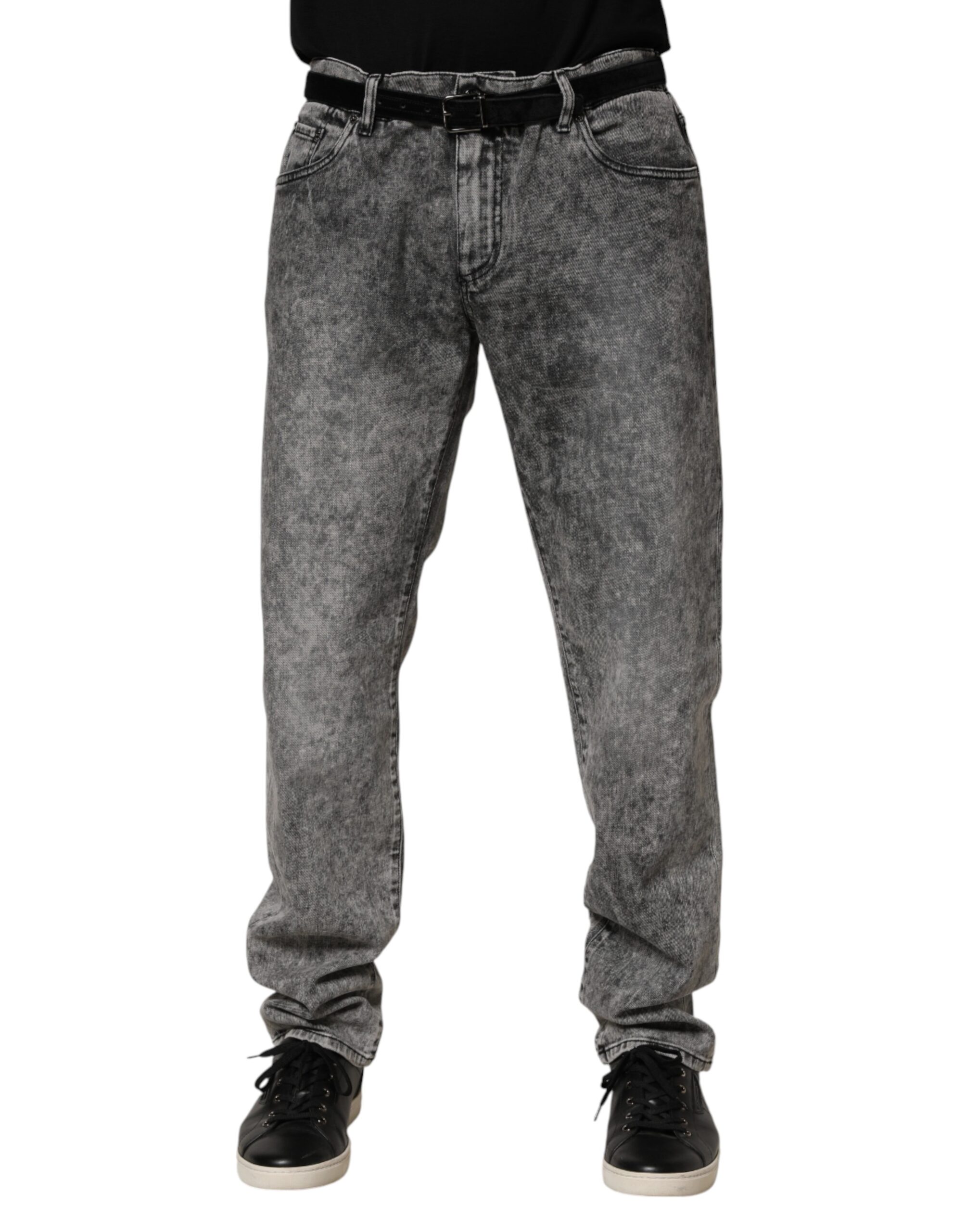 Gray Cotton Straight Leg Denim Trouser Jeans