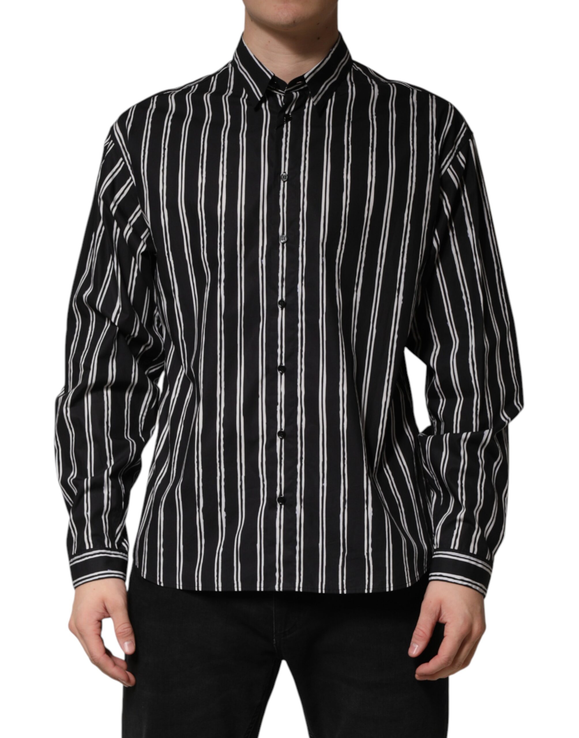 Black Stripes Cotton Men Formal Dress Shirt