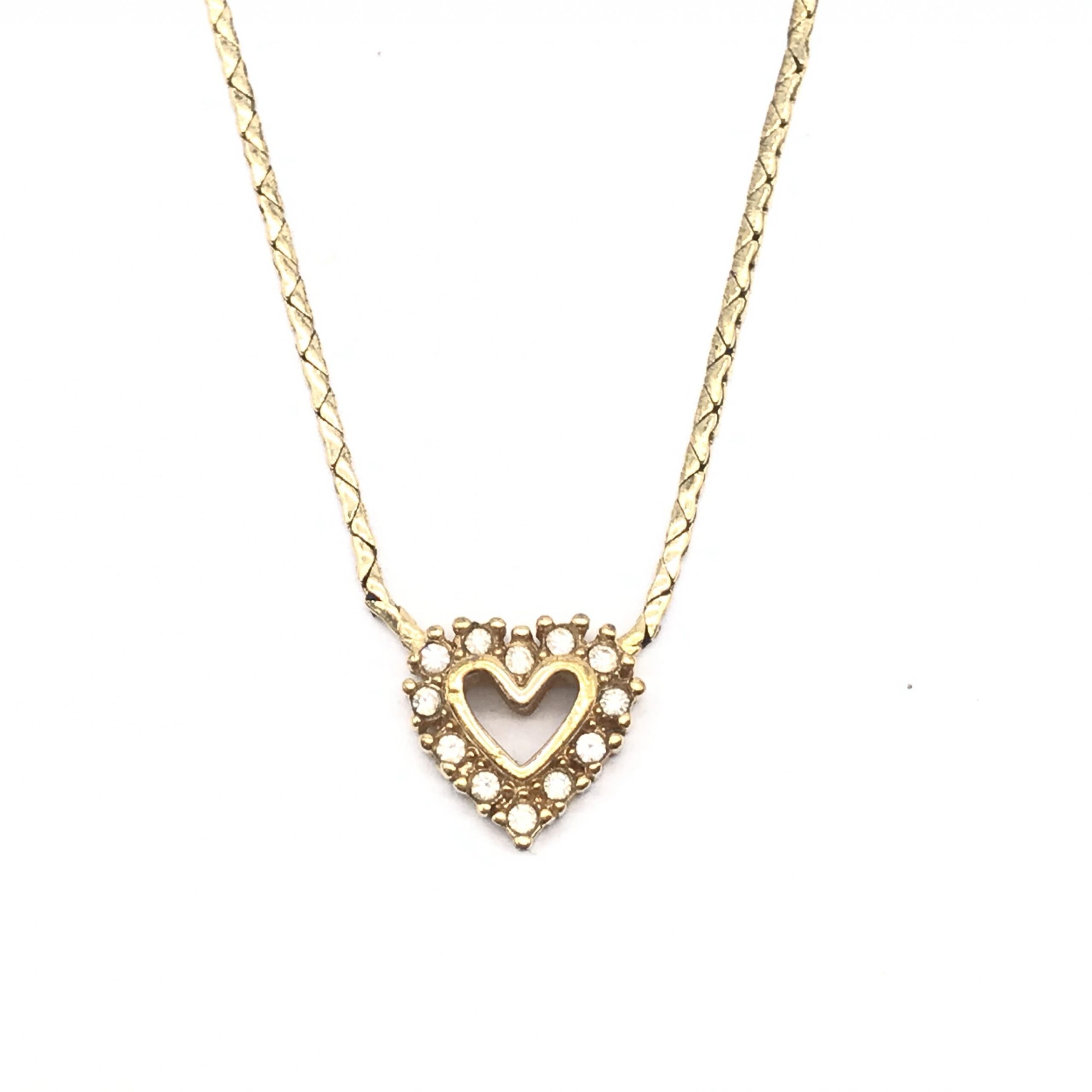 Christian Dior Gold Heart Pendant With Womens Rhinestones Pre-Owned 211$