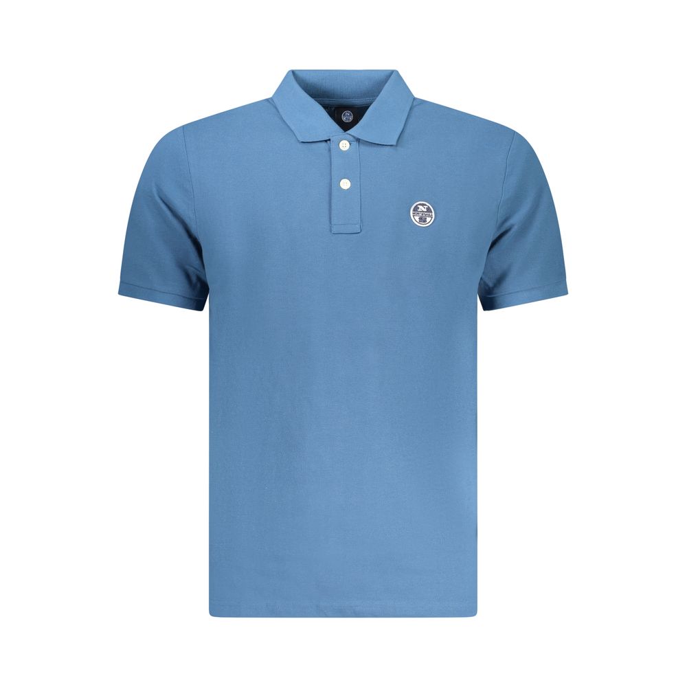Blue Cotton Men Polo Shirt