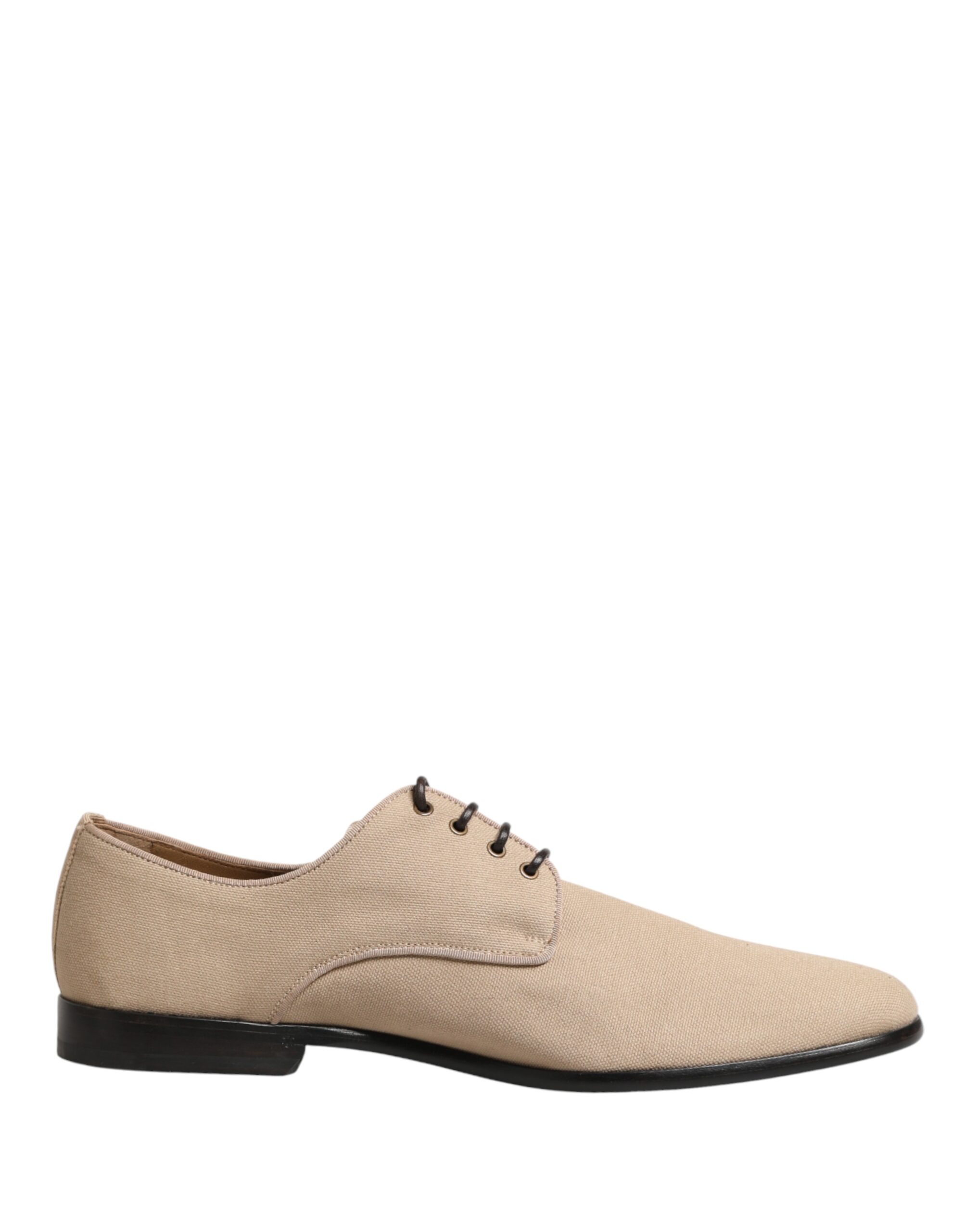 Beige Canvas Derby Lace Up Dress Men Shoes