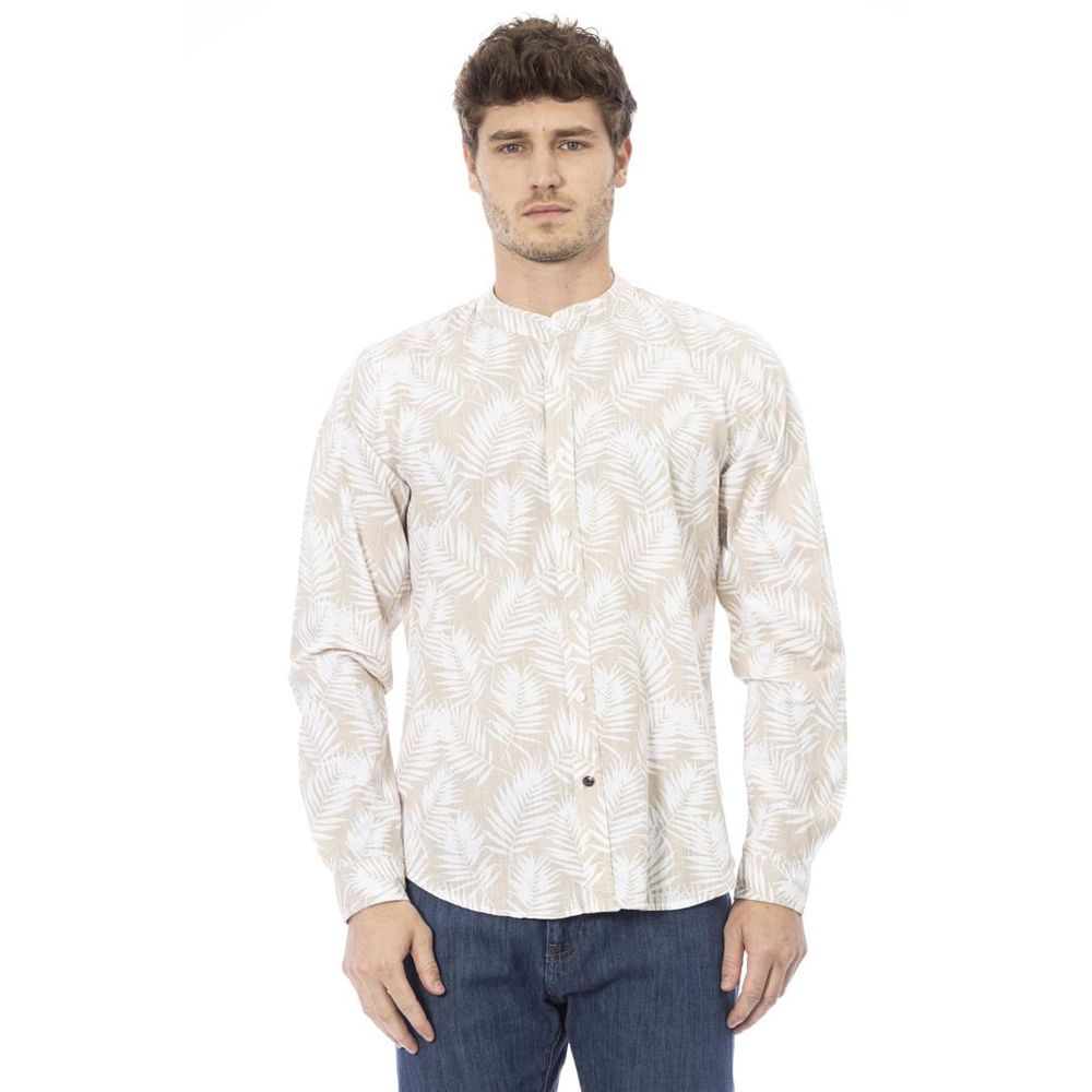 Beige Cotton Long Sleeve T-Shirt