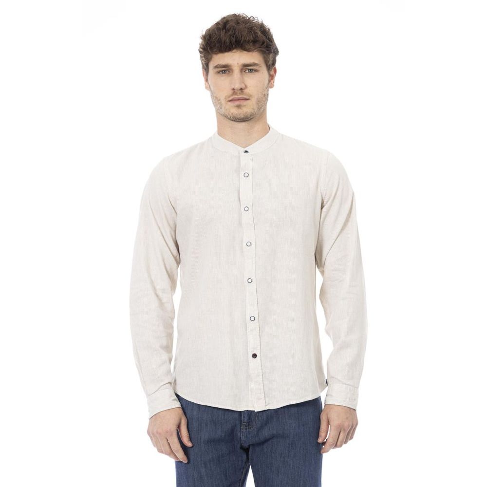 White Rayon Long Sleeve T-Shirt