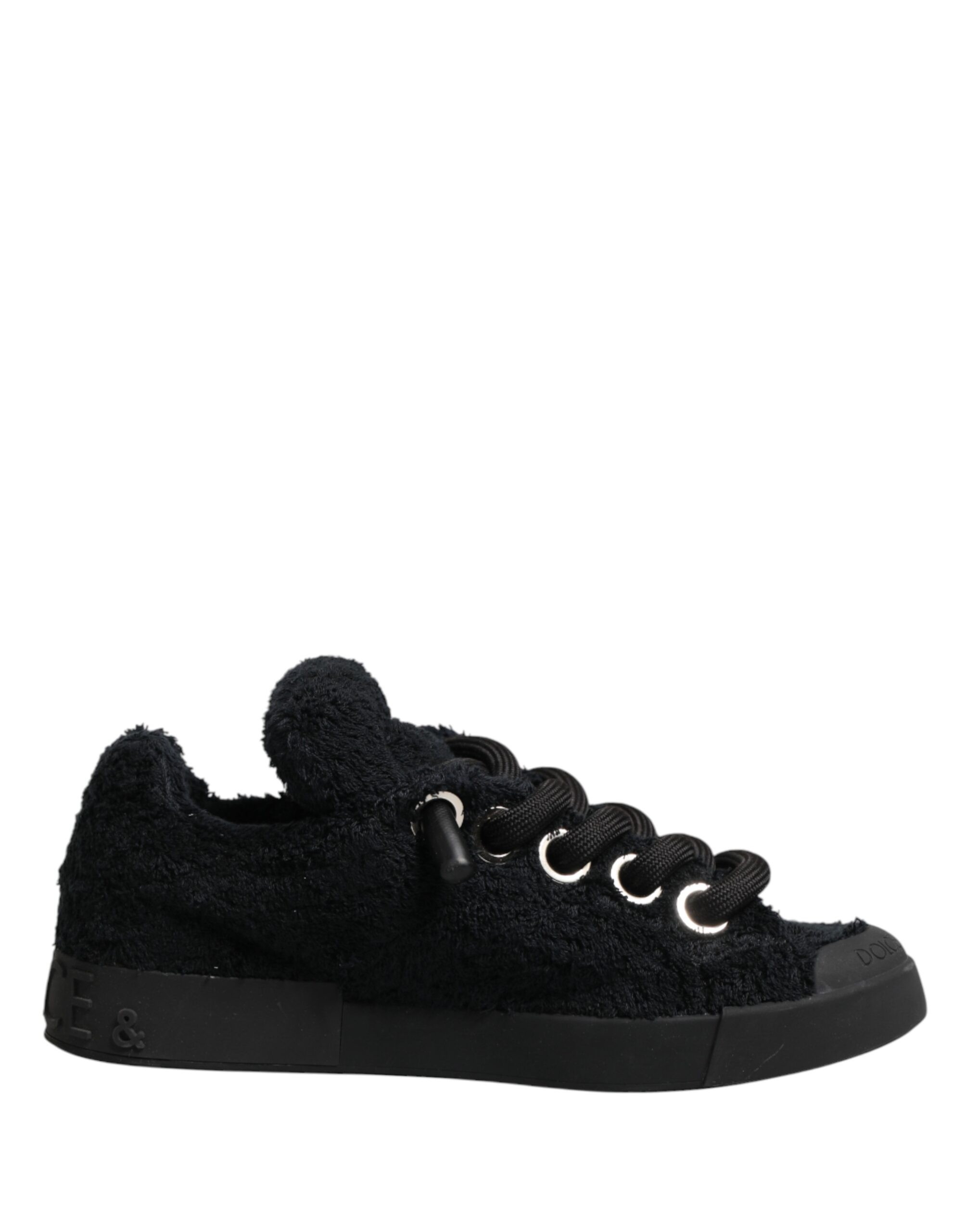Black Faux Shearling Low Top Sneakers Shoes