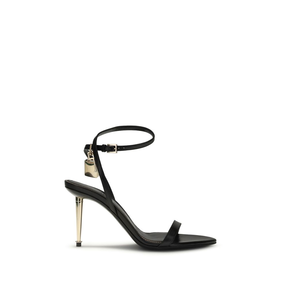 Black Goatskin Stiletto Heel Sandals