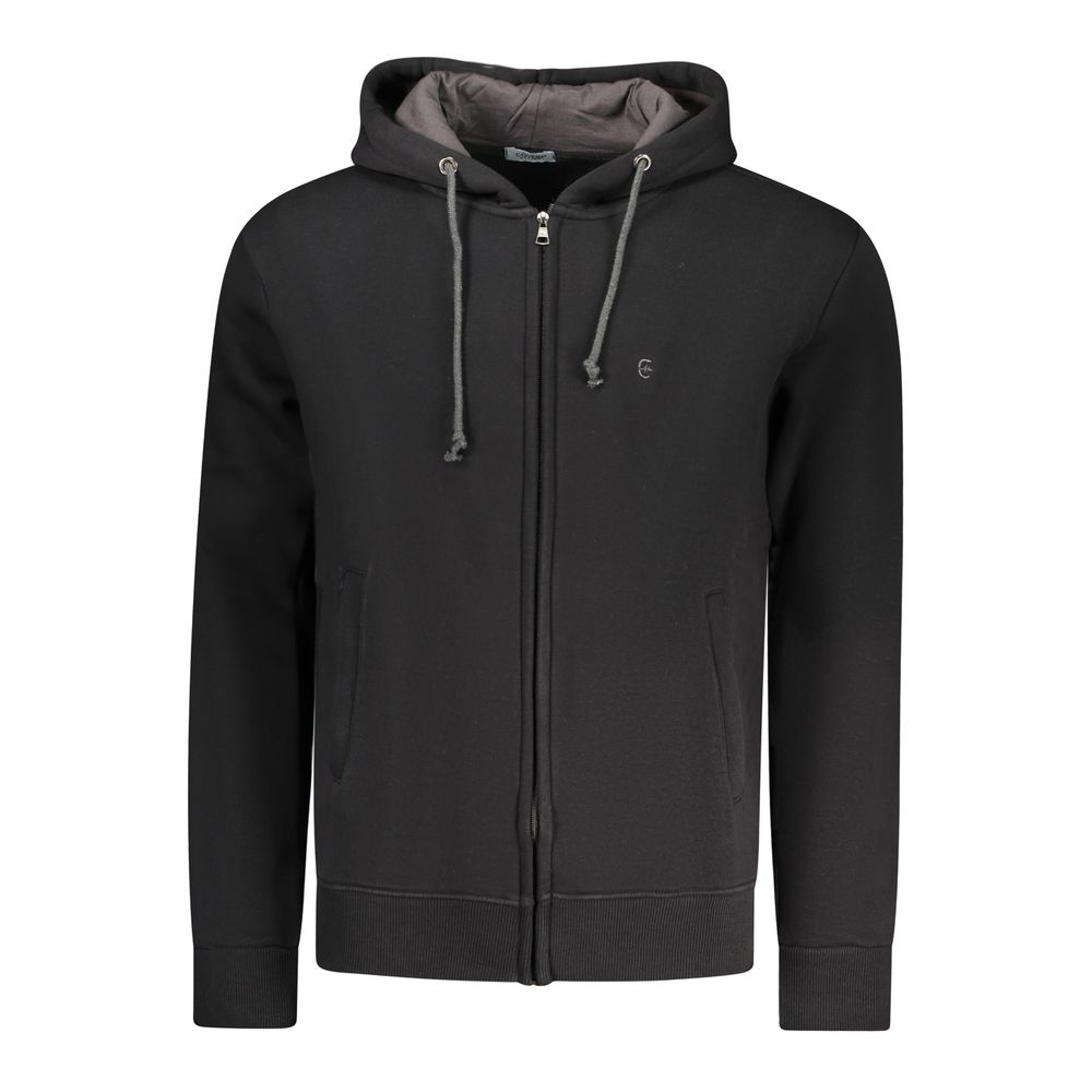 Black Cotton Men's Hooded Sweatshirt