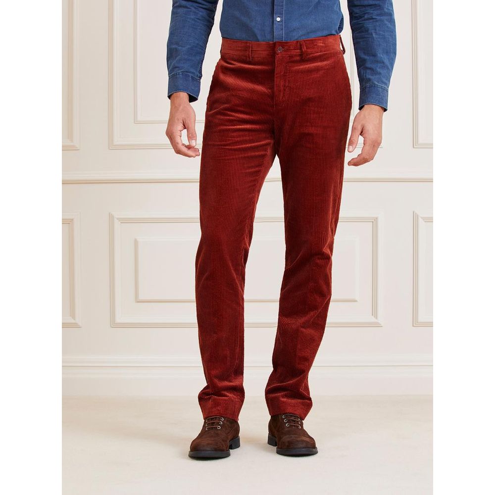 Brown Cotton Casual Pants