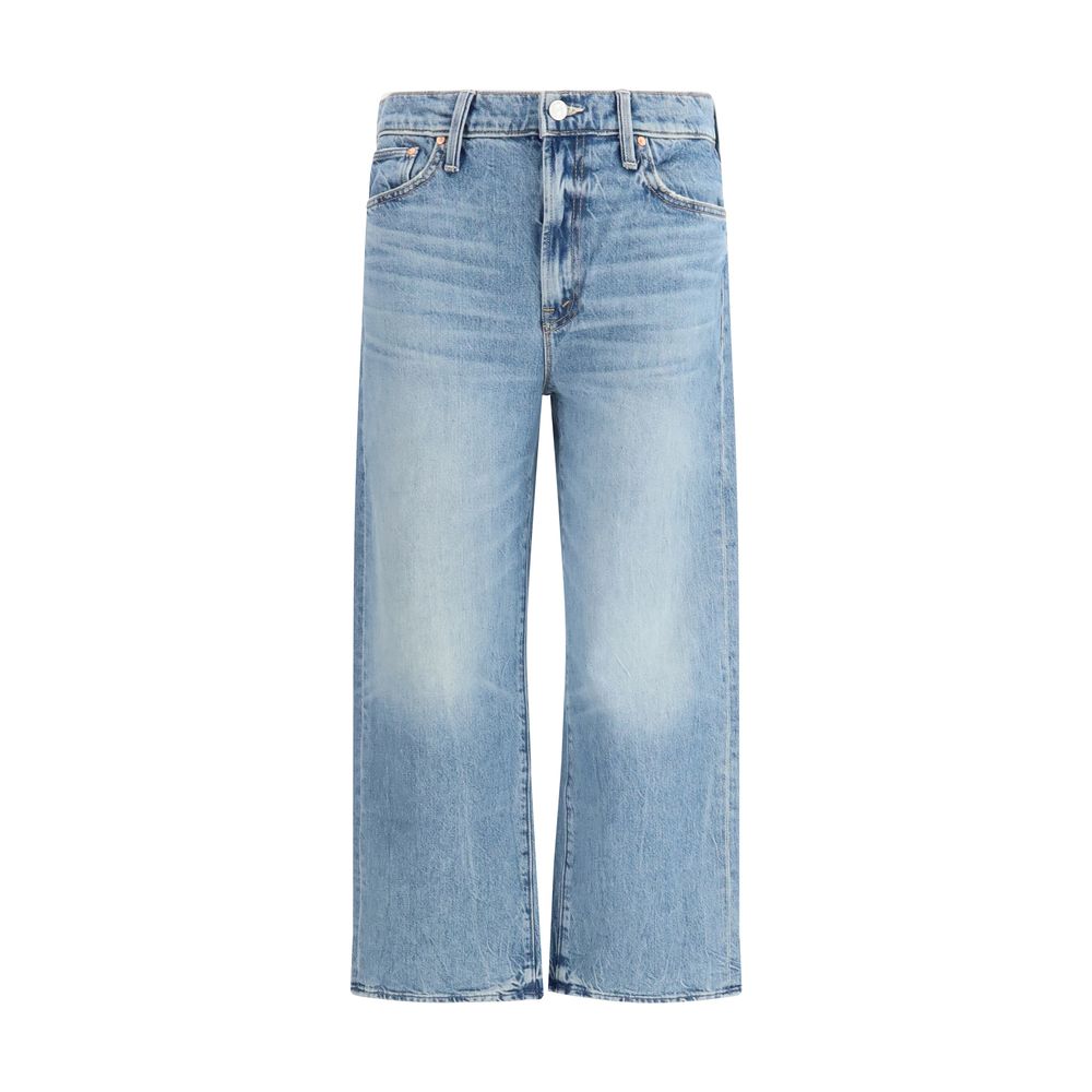 Blue Cotton Cropped Jeans