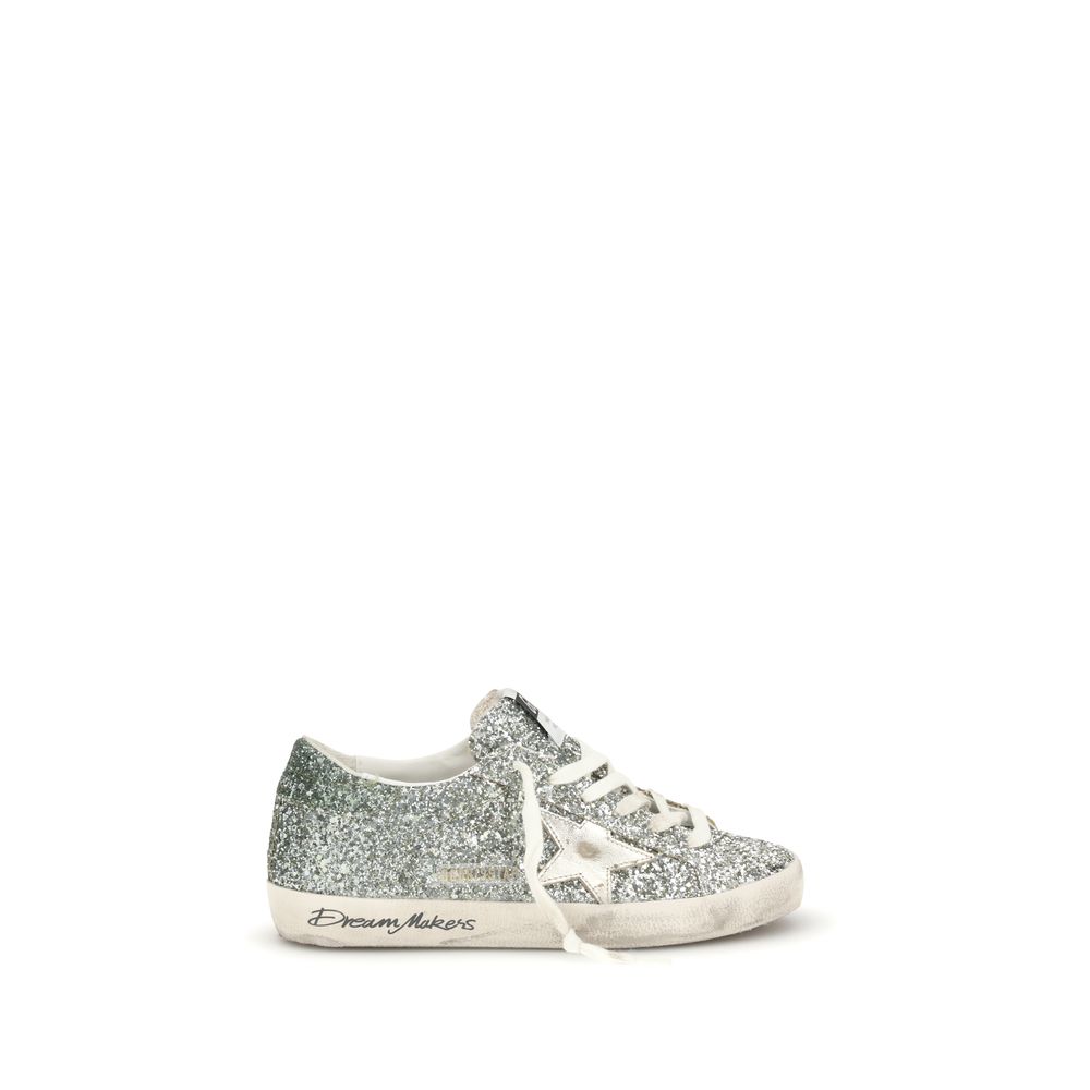 Silver Fabric Low Top Sneakers
