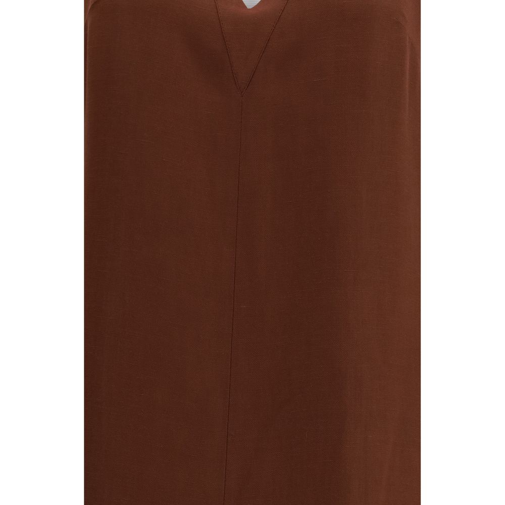 Brown Viscose Casual Dress - Thumbnail 3