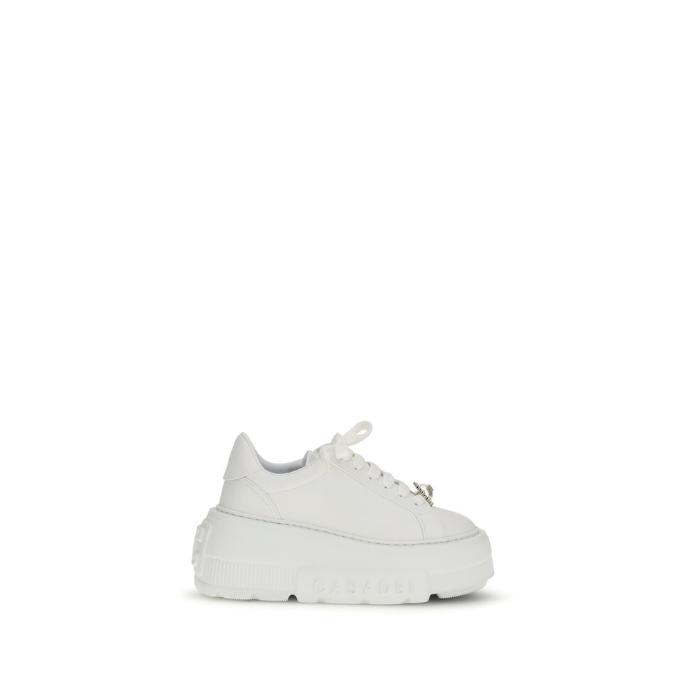White Calf Leather Bos Taurus Platform Sneakers