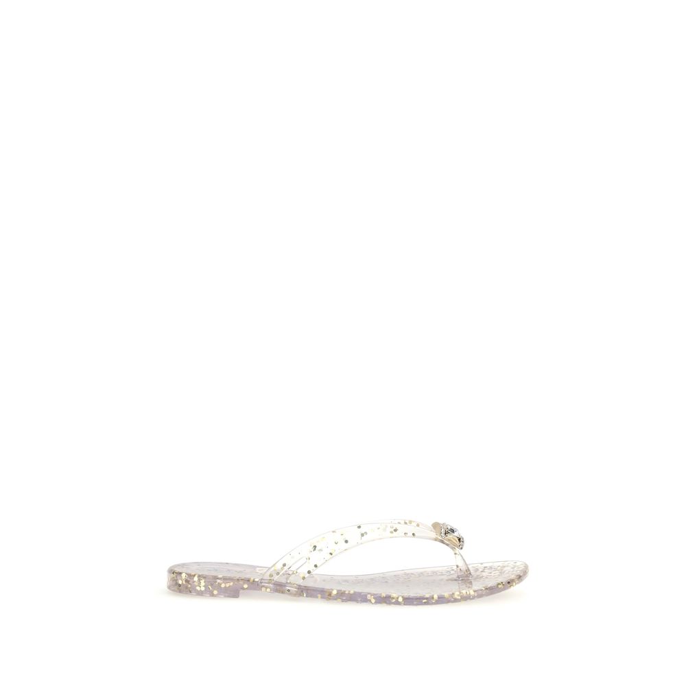 Gold Polyurethane Flat Sandals