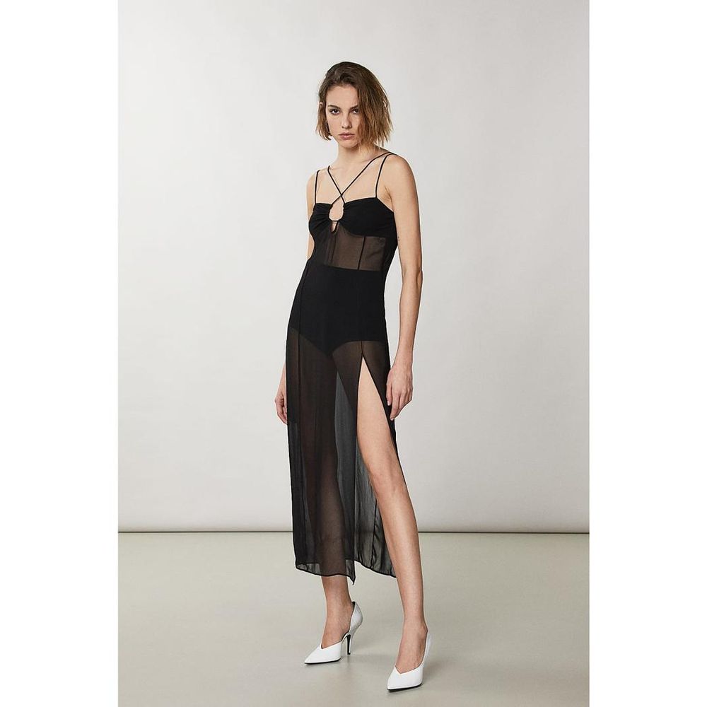 Black Viscose Casual Dress