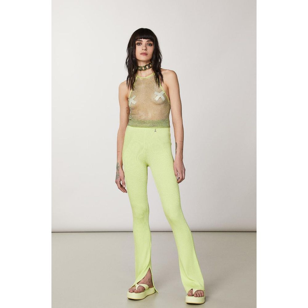 Yellow Viscose Casual Pants