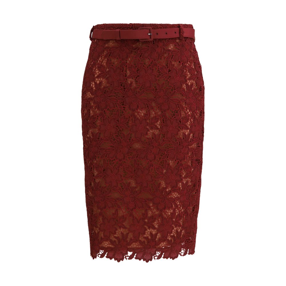Bordeaux Polyester Midi Skirt