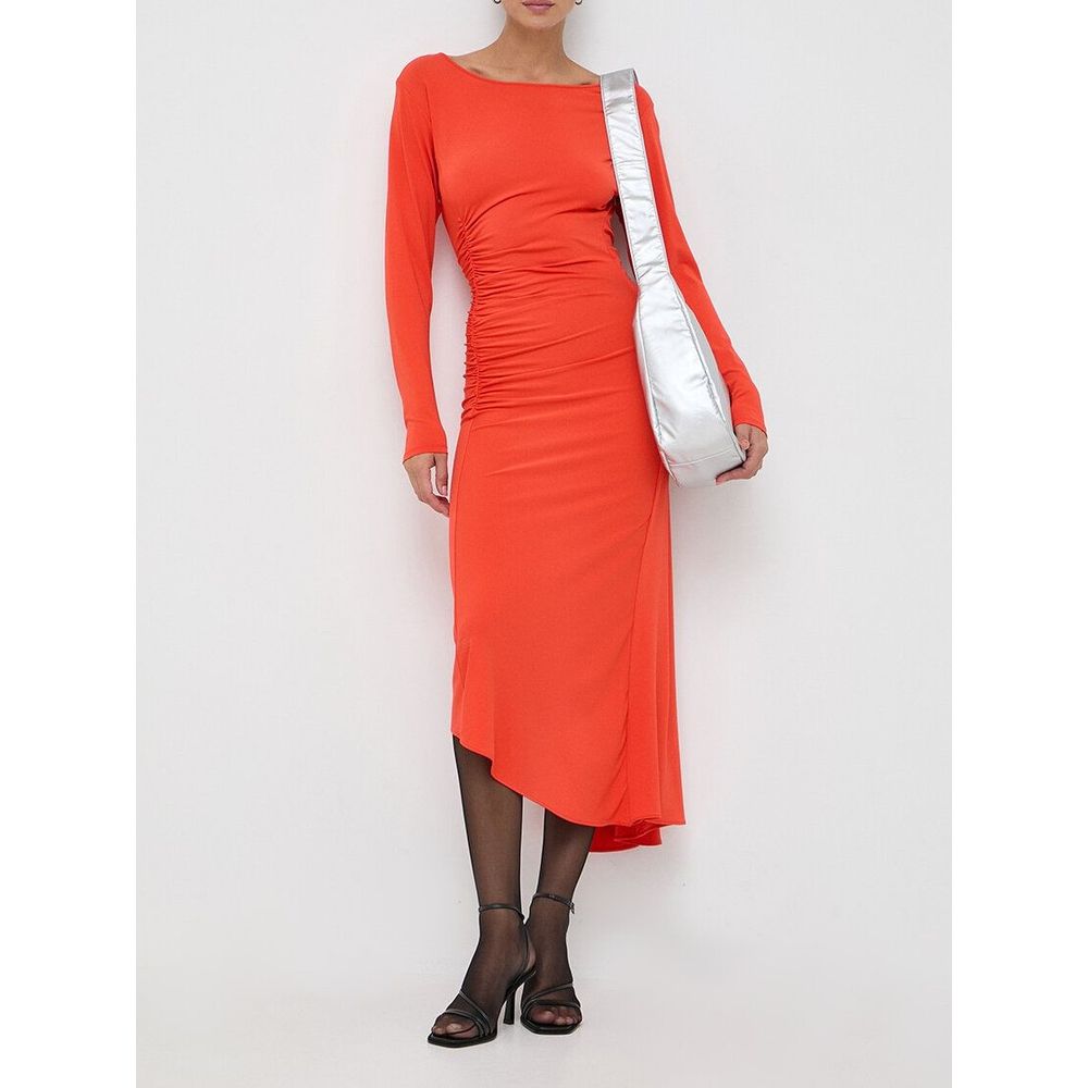 Orange Acetate Casual Dress