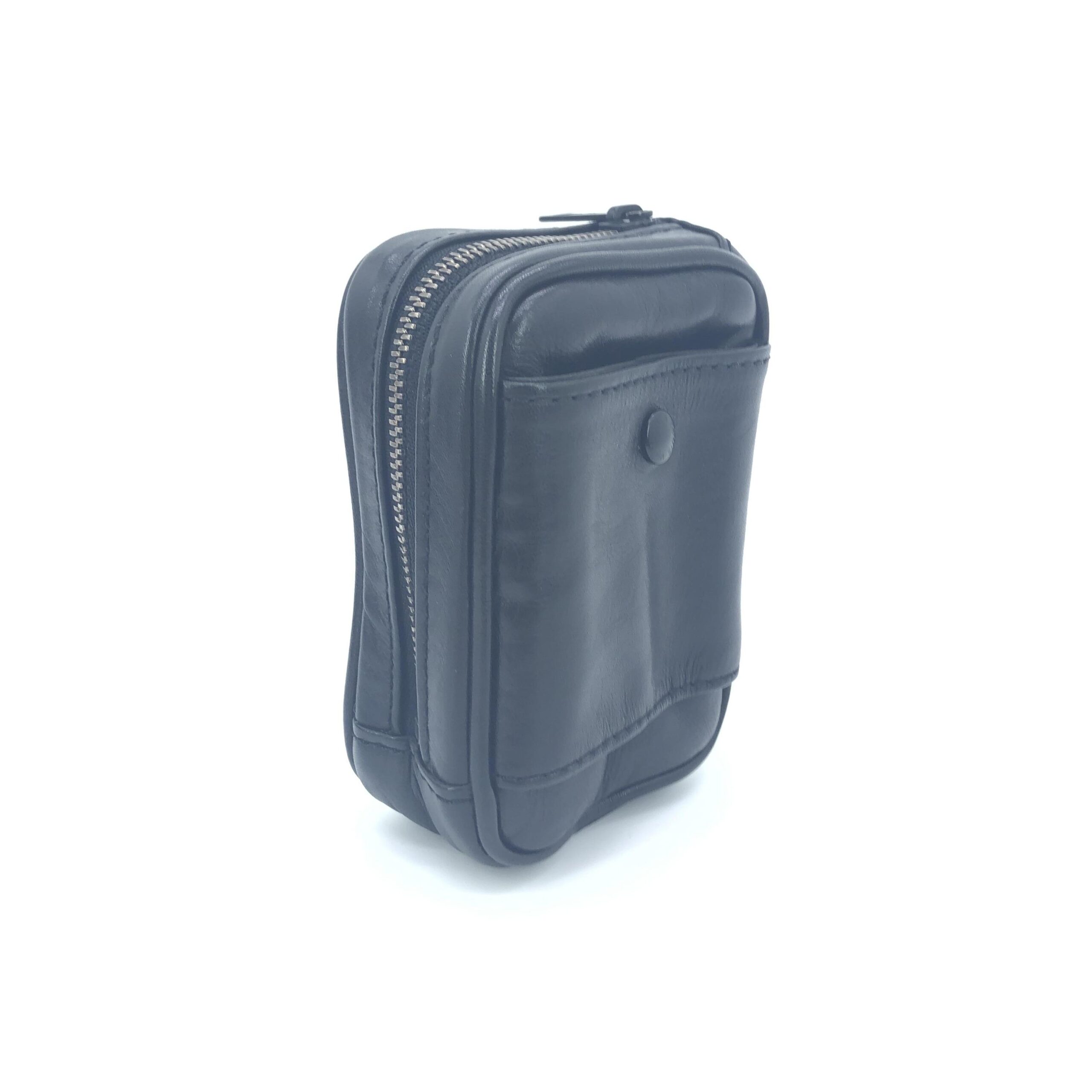 Black Leather Zippered Carrying Case