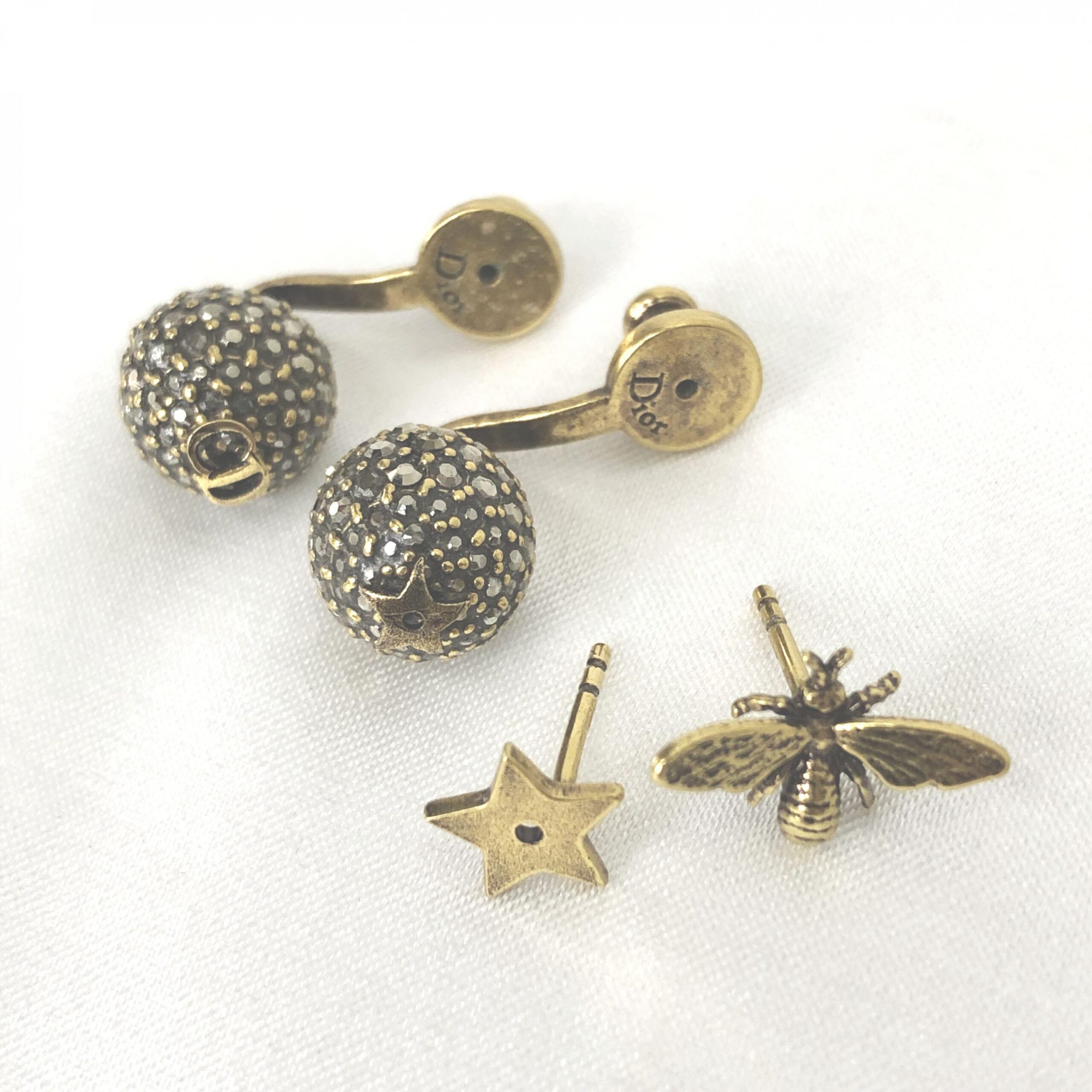 Crystal Embellished Metal Bee Earrings