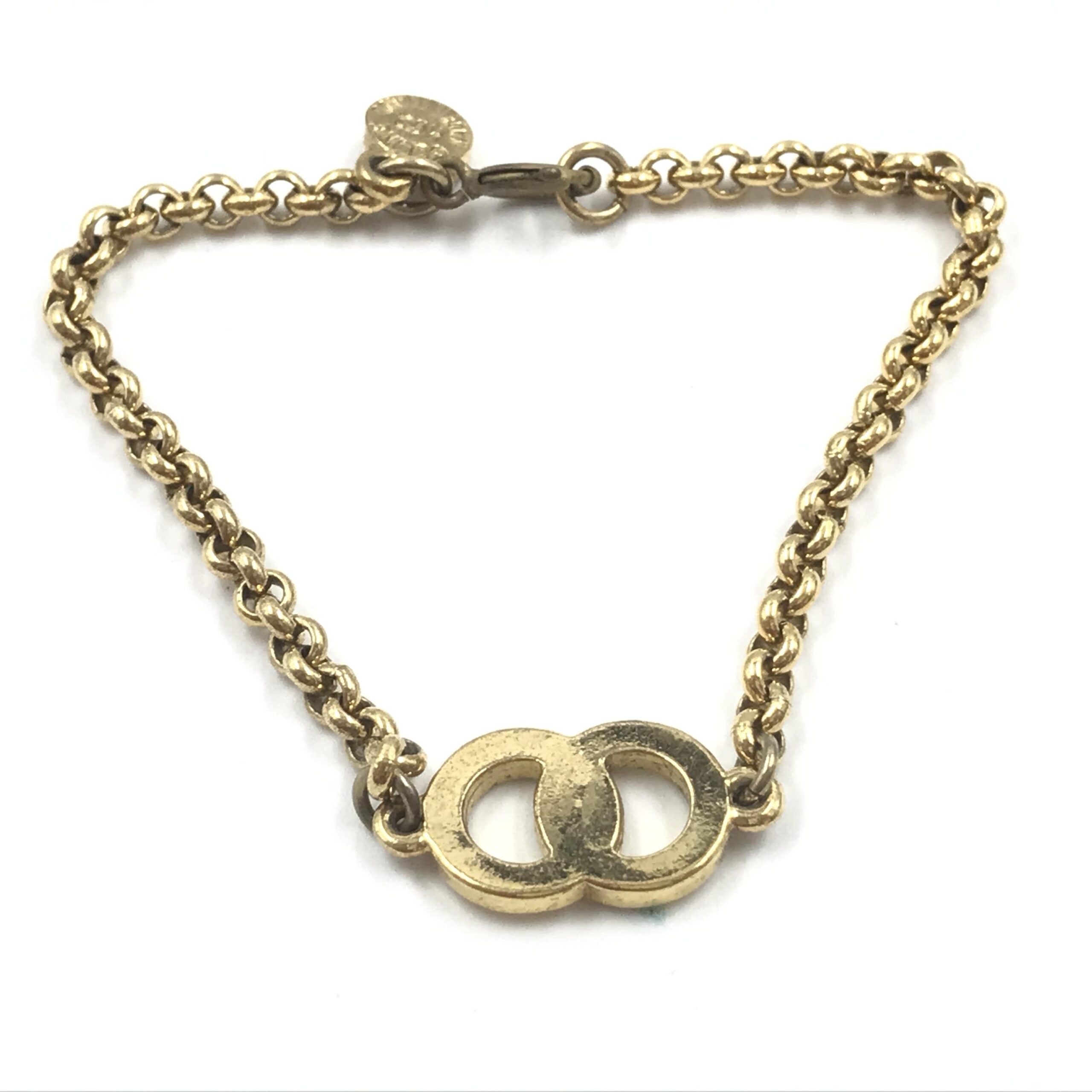 Gold Plated Chain Bracelet With Logo Charm