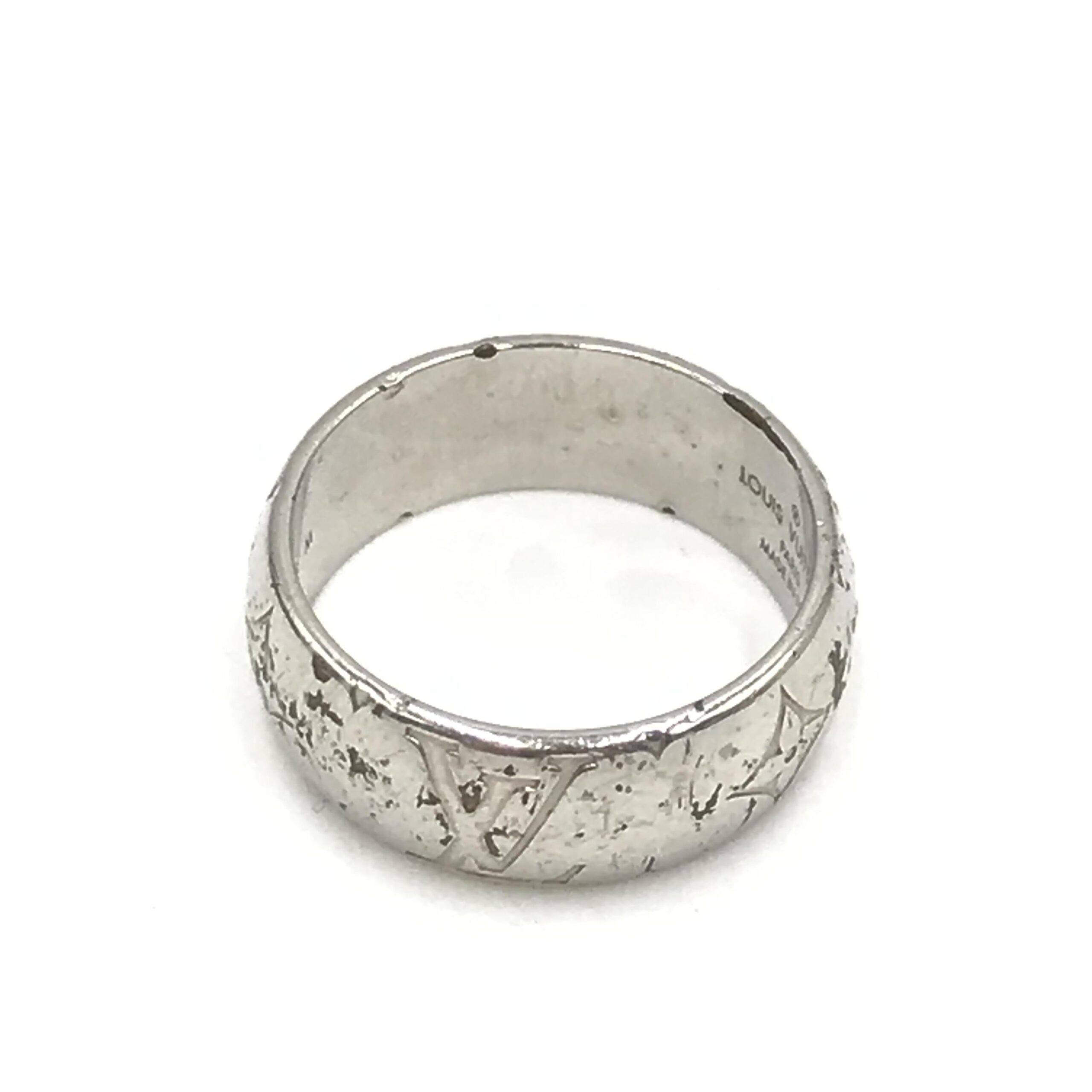 Silver-Tone Monogram Band Ring