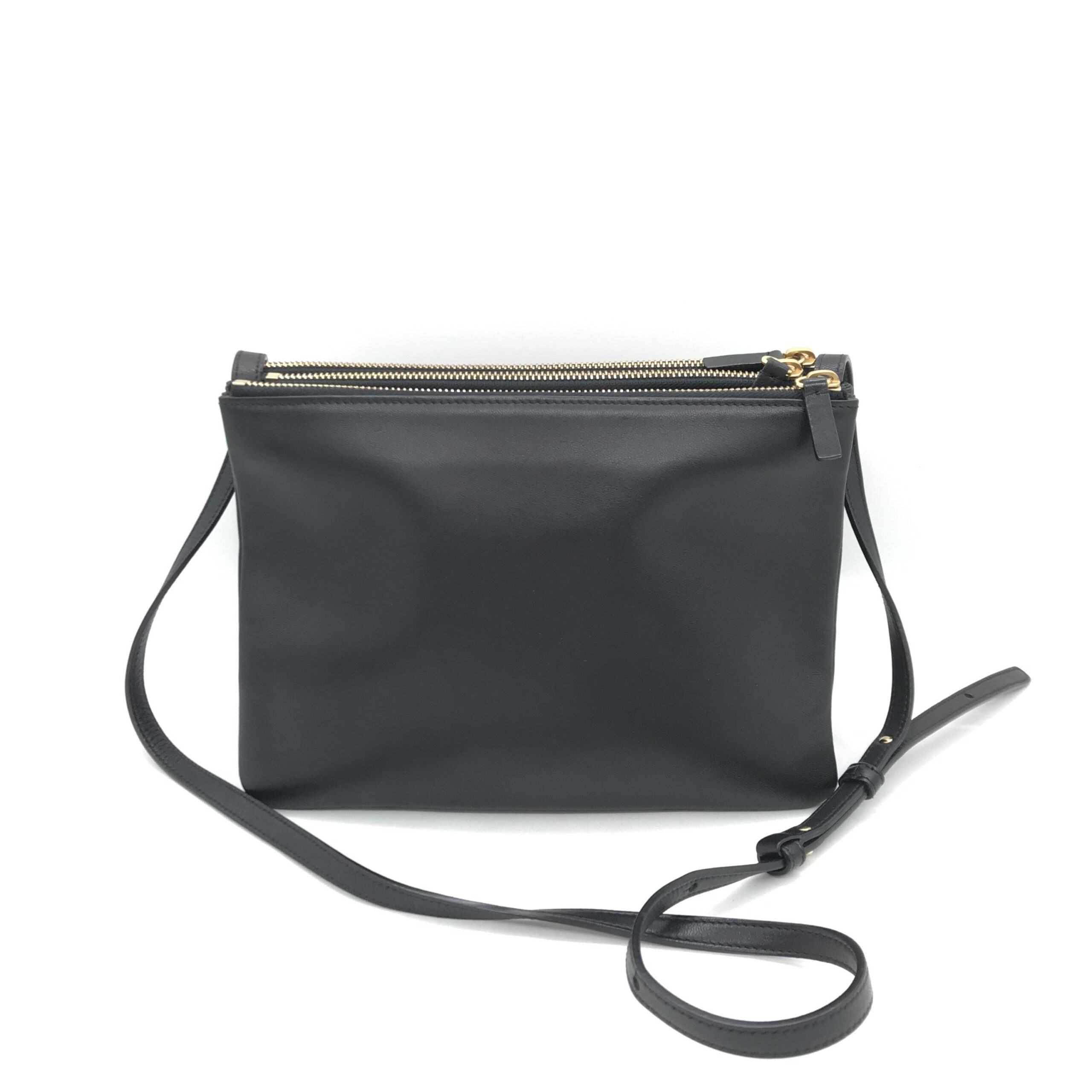 Trio Black Leather Shoulder Bag