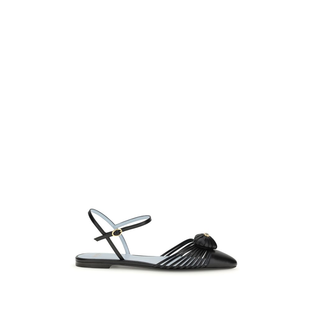 Black Calf Leather Bos Taurus Ballet Flats