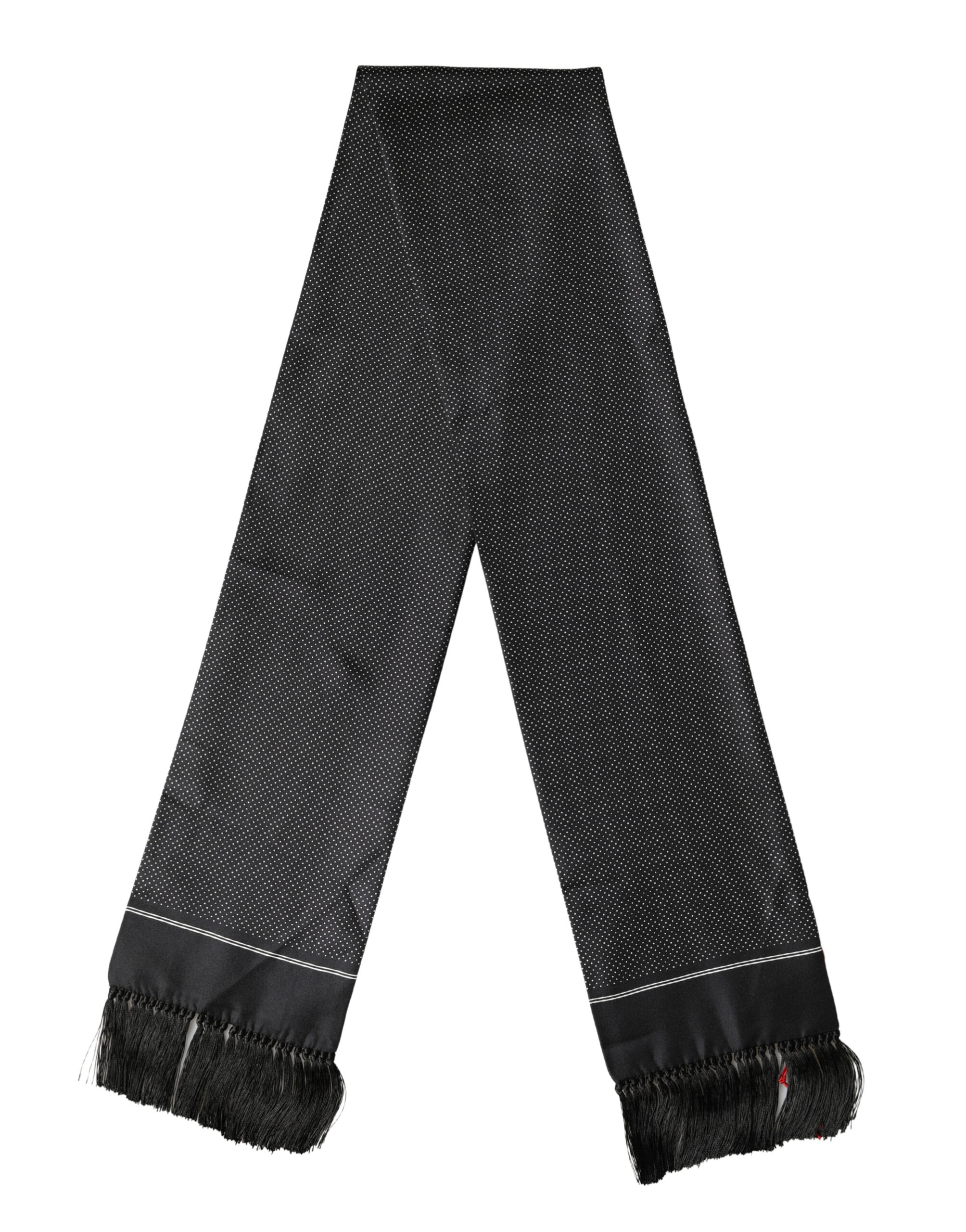 Black Silk Polka Dot Crown Foulard 140cm X 16.5cm Scarf