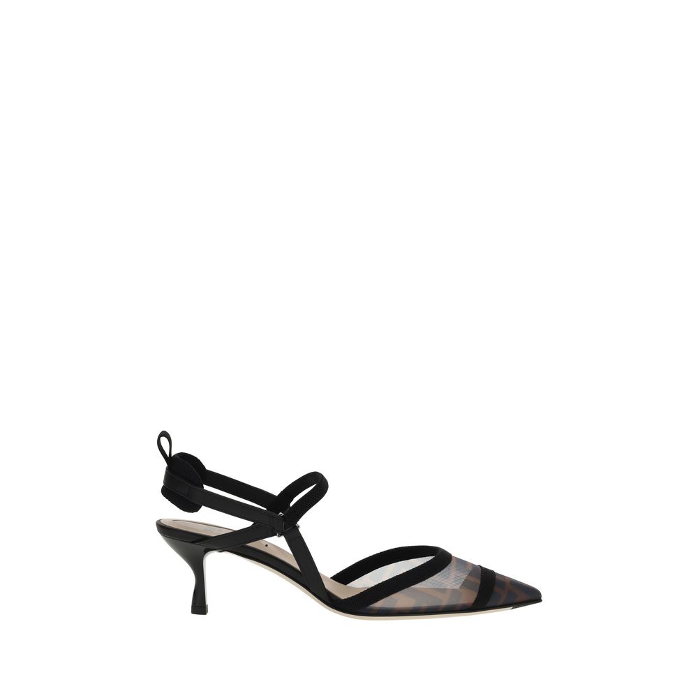 Black Nylon Platform Pumps