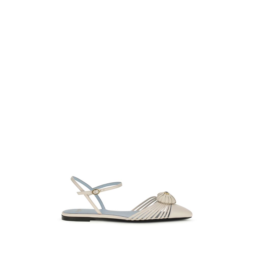 Beige Calf Leather Bos Taurus Flat Sandals