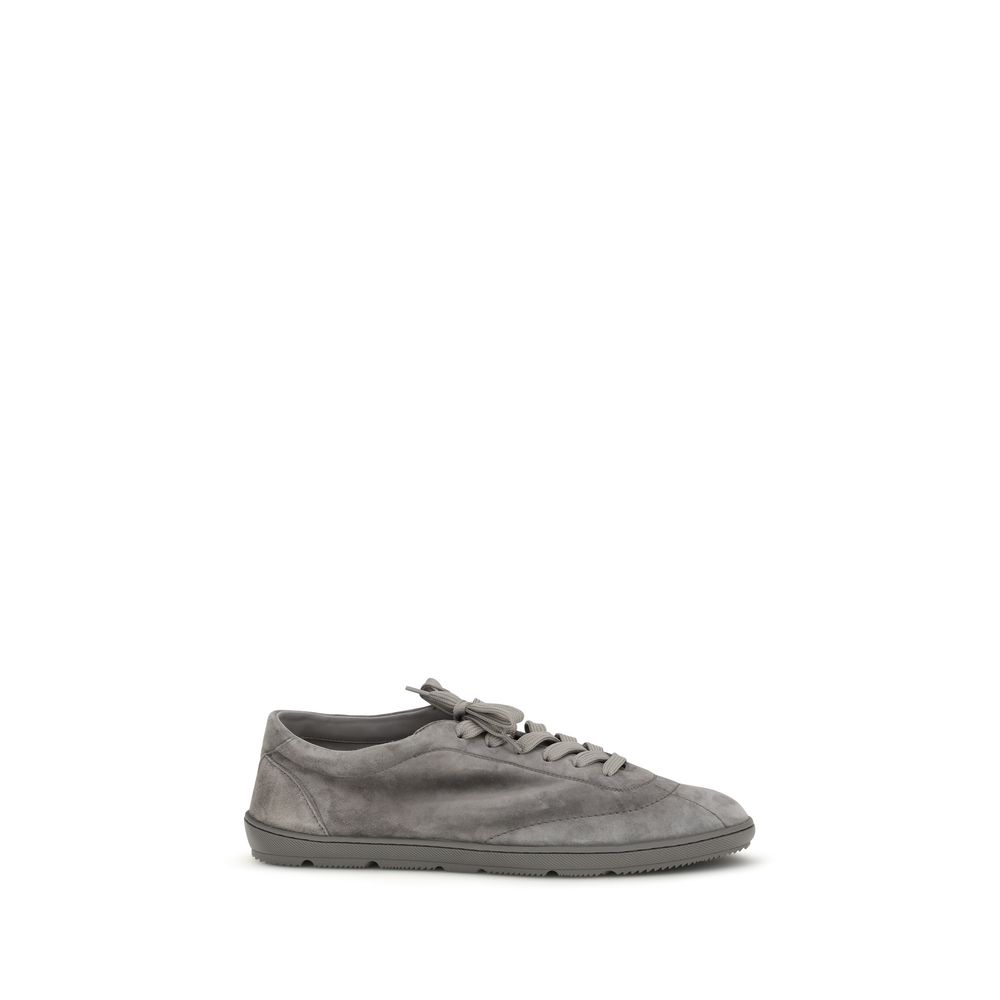 Gray Calf Leather Bos Taurus Low Top Sneakers