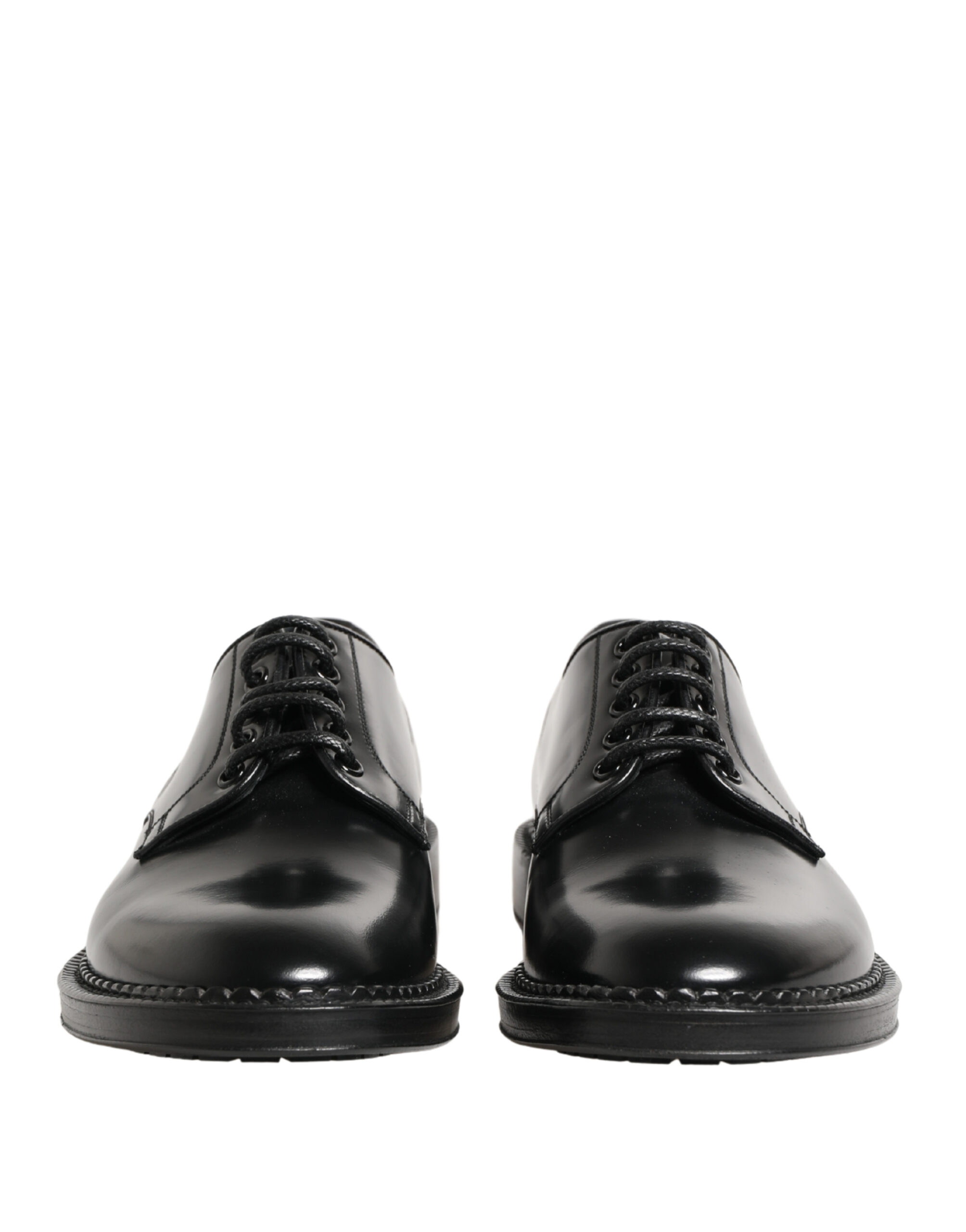 Men Black Lace-Up Leather Crown Dress Derby Shoes - Thumbnail 3