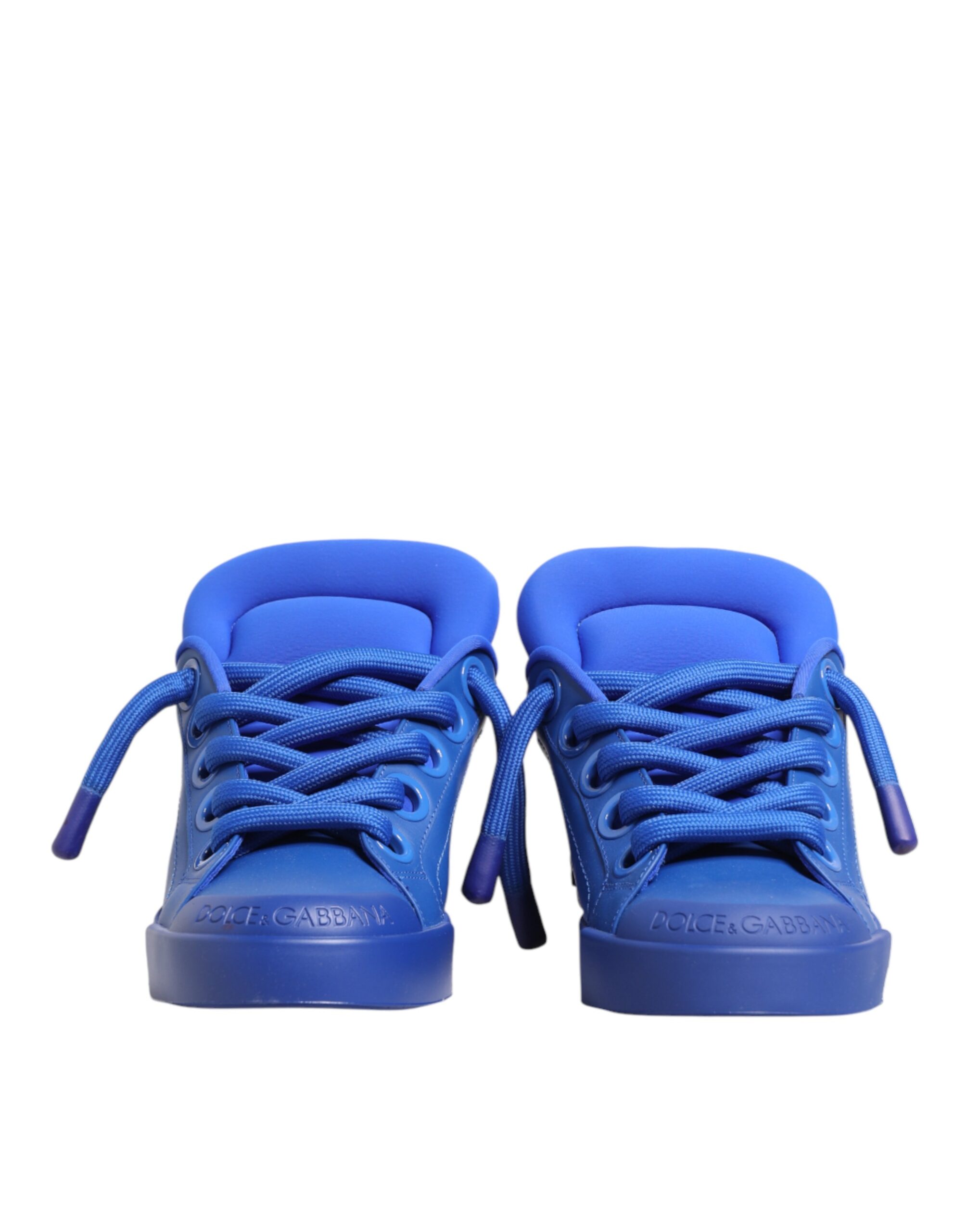 Blue Leather DG Logo Sole Low Top Sneakers Shoes - Thumbnail 3