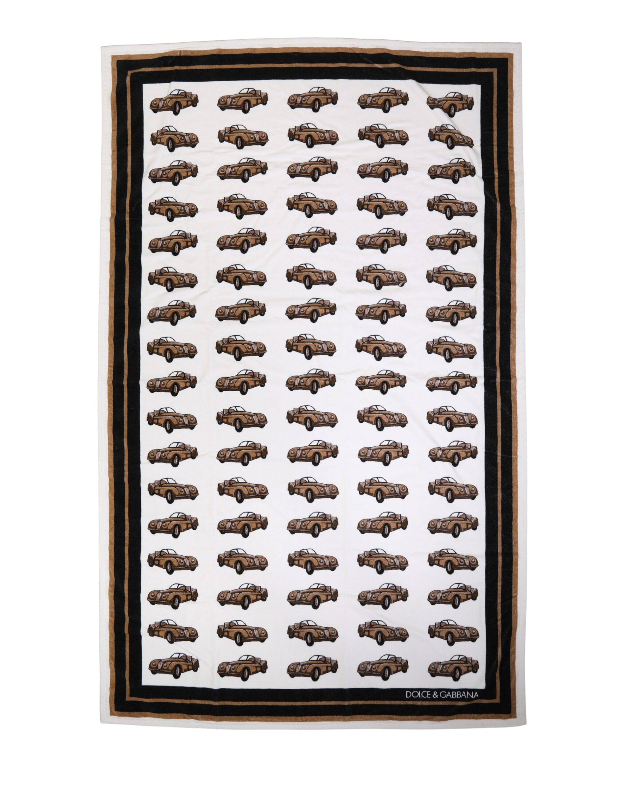 Towel White Cotton Car Graphic Print 115cm x 180cm Beach