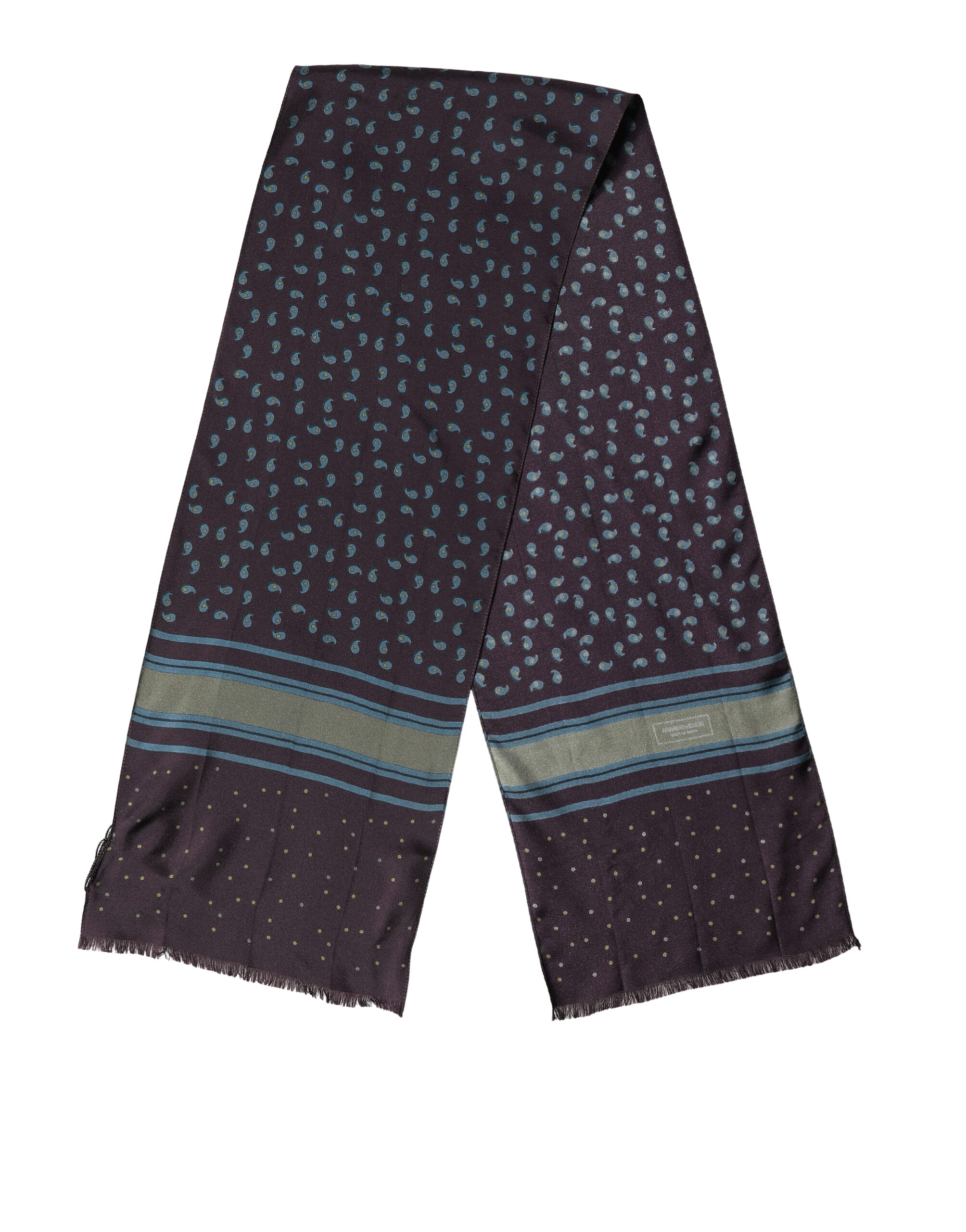 Men Scarf Maroon Patterned Silk Neck Foulard 132cm x 33cm