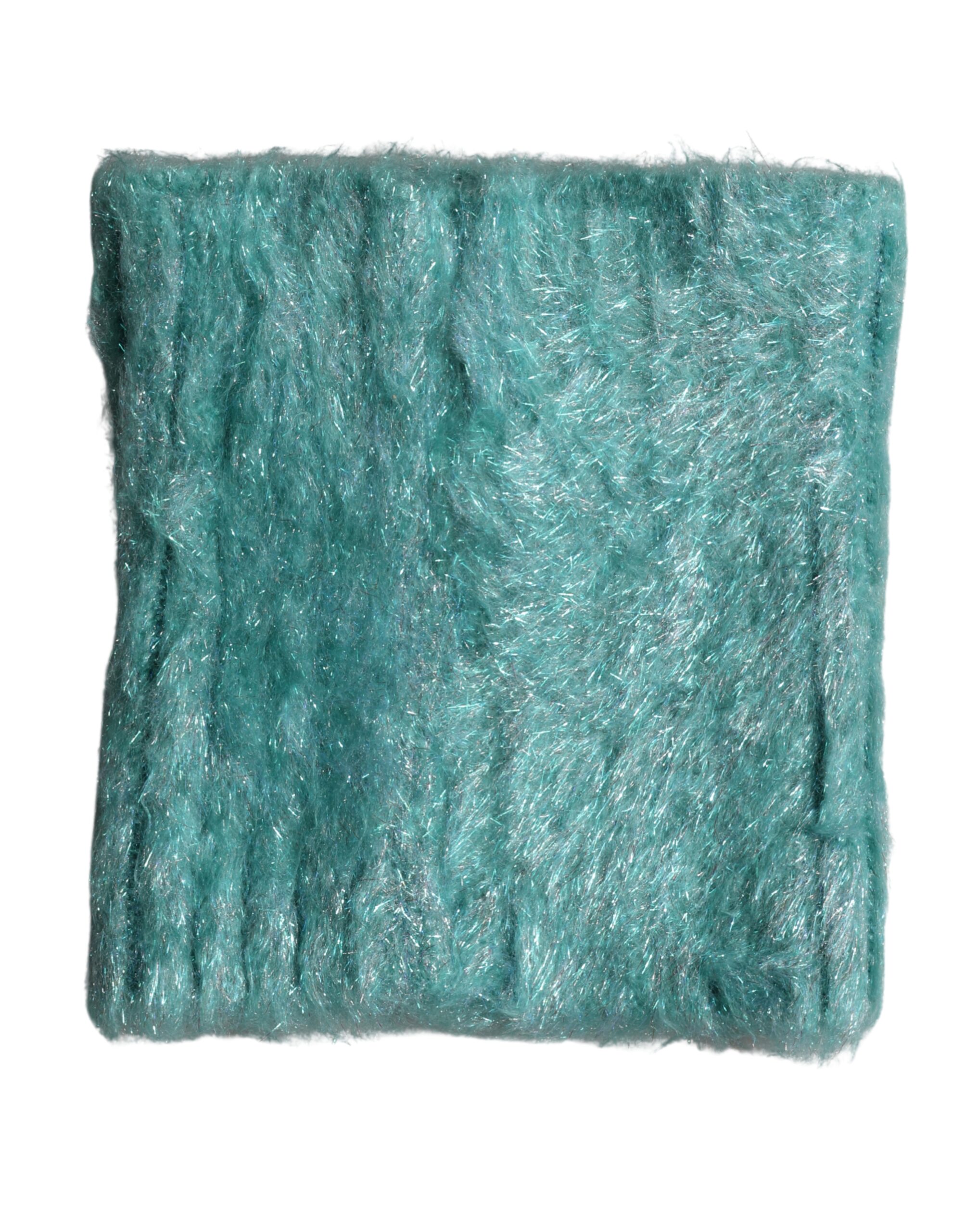 Teal Mohair Wool Knitted Wrap Shawl 62cm x 32.5cm Scarf