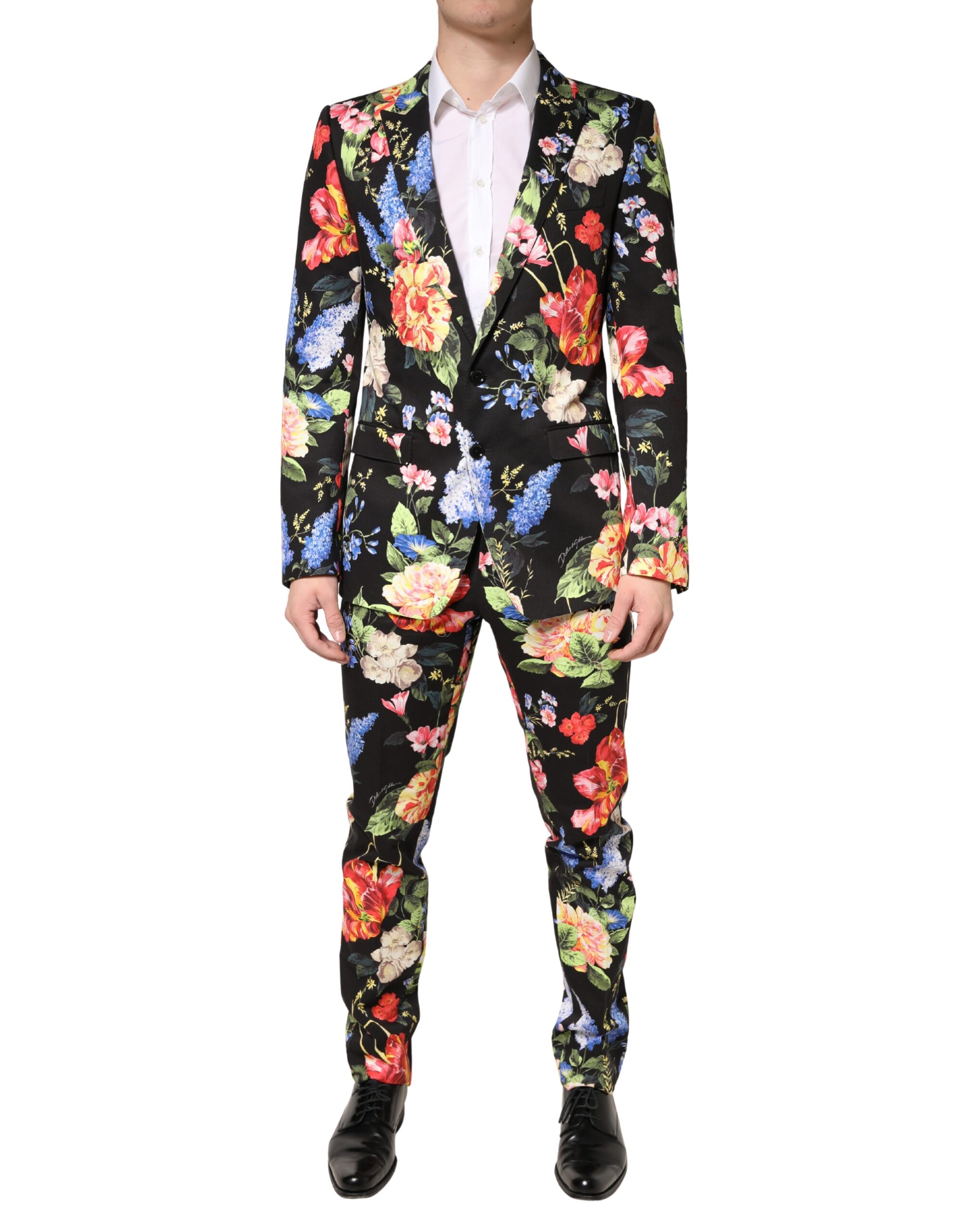 Black Floral Single Breasted MARTINI 2 Piece Suit